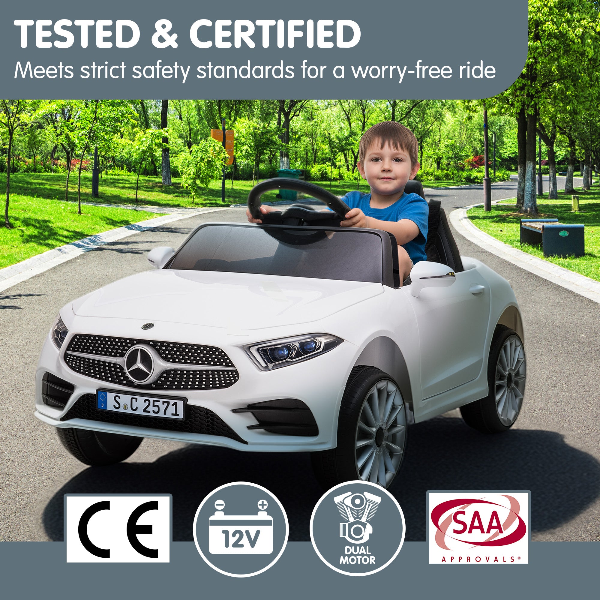 Kahuna Mercedes Benz CLS 350 Kids Electric Ride On Car with Remote Control - White V240-CAR-CLS-350-WH