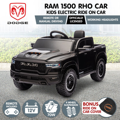 Kahuna Ram 1500 RHO Kids Electric Ride On Car with Remote Control V240-CAR-DDR-618-BK