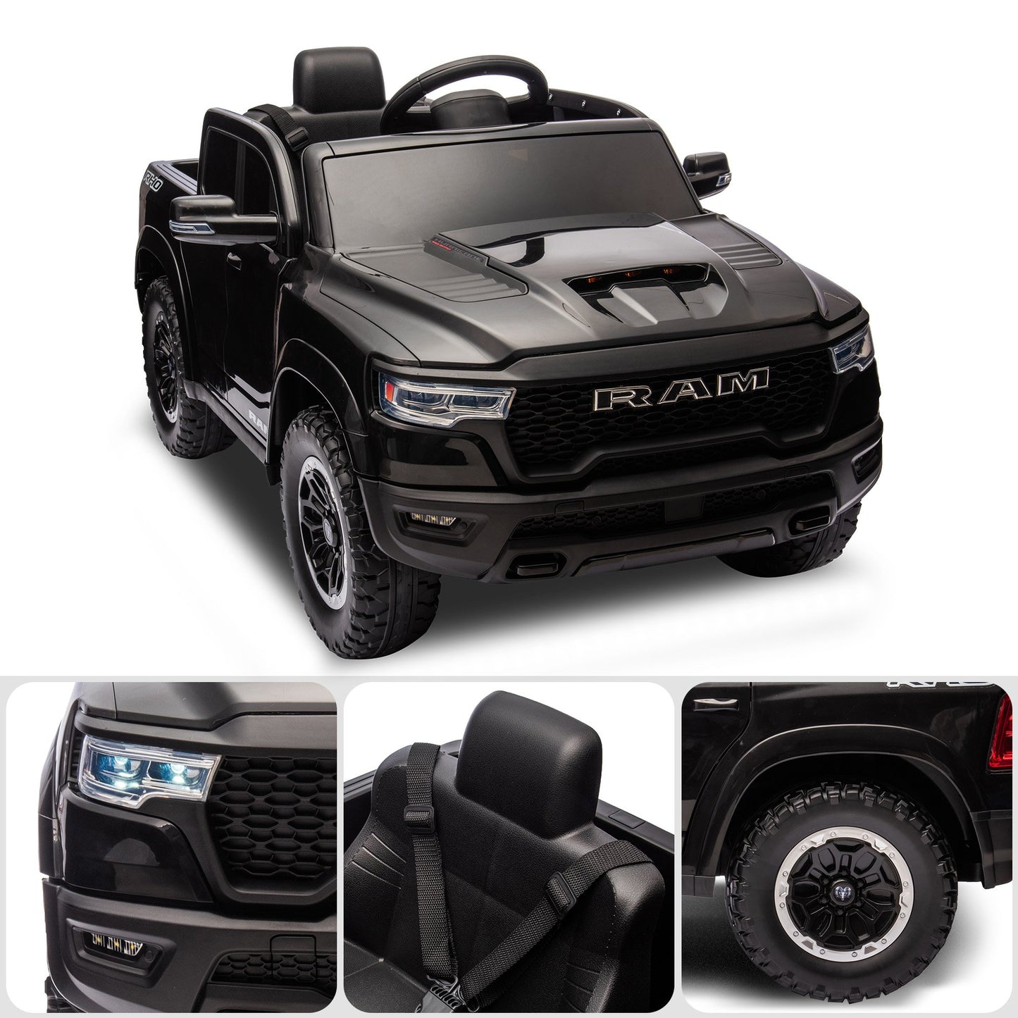 Kahuna Ram 1500 RHO Kids Electric Ride On Car with Remote Control V240-CAR-DDR-618-BK