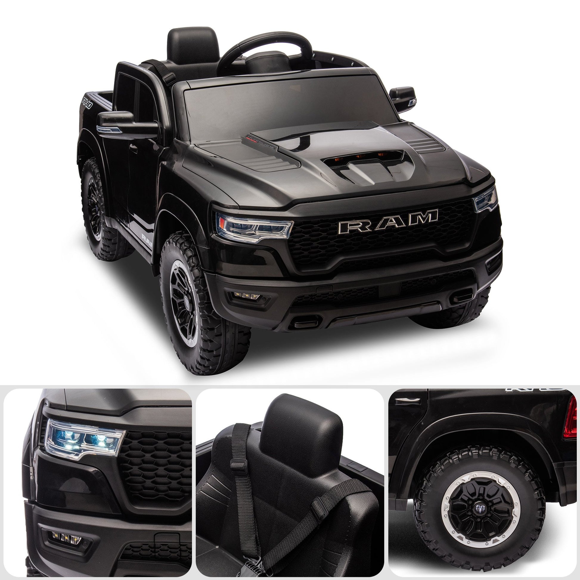 Kahuna Ram 1500 RHO Kids Electric Ride On Car with Remote Control V240-CAR-DDR-618-BK