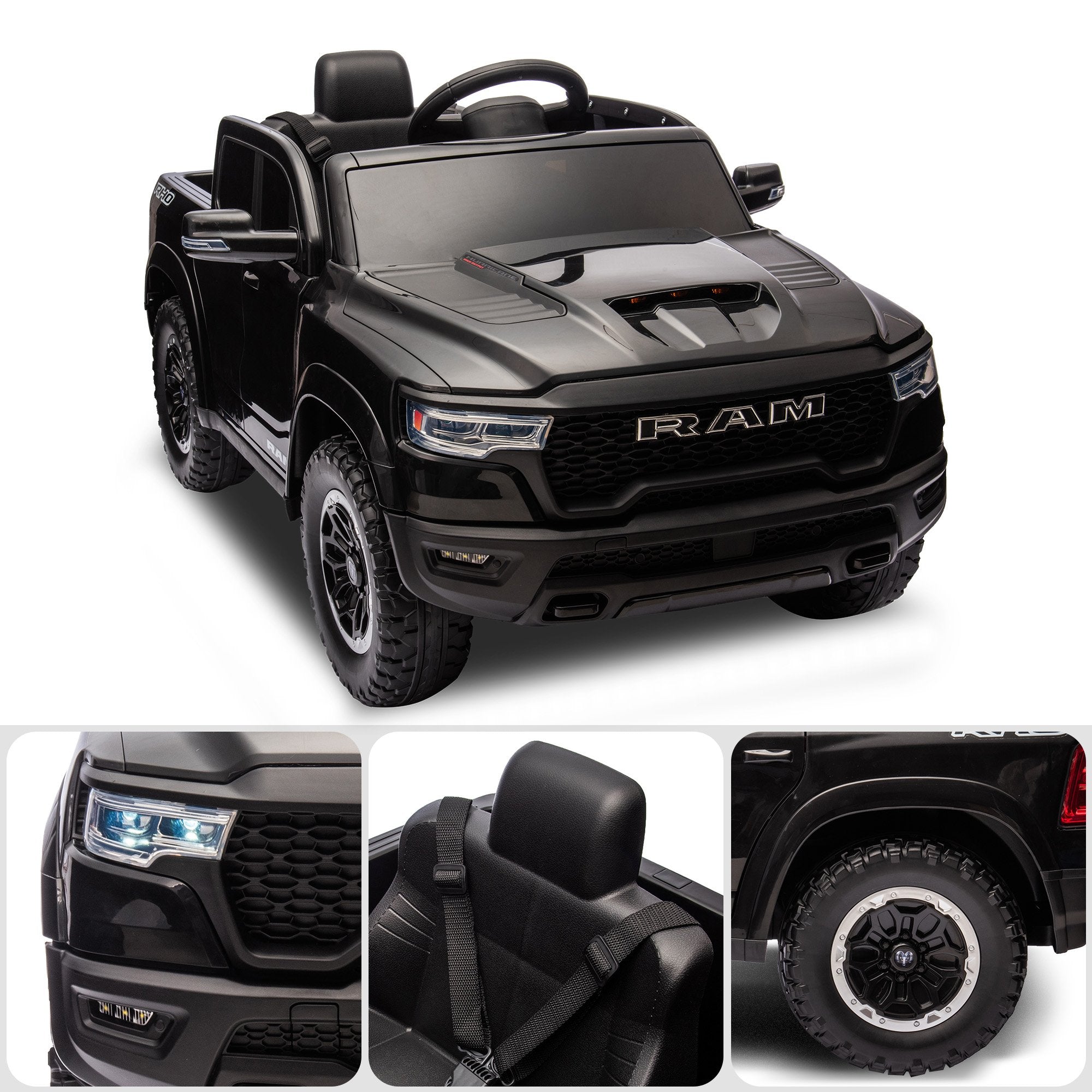 Kahuna Ram 1500 RHO Kids Electric Ride On Car with Remote Control V240-CAR-DDR-618-BK