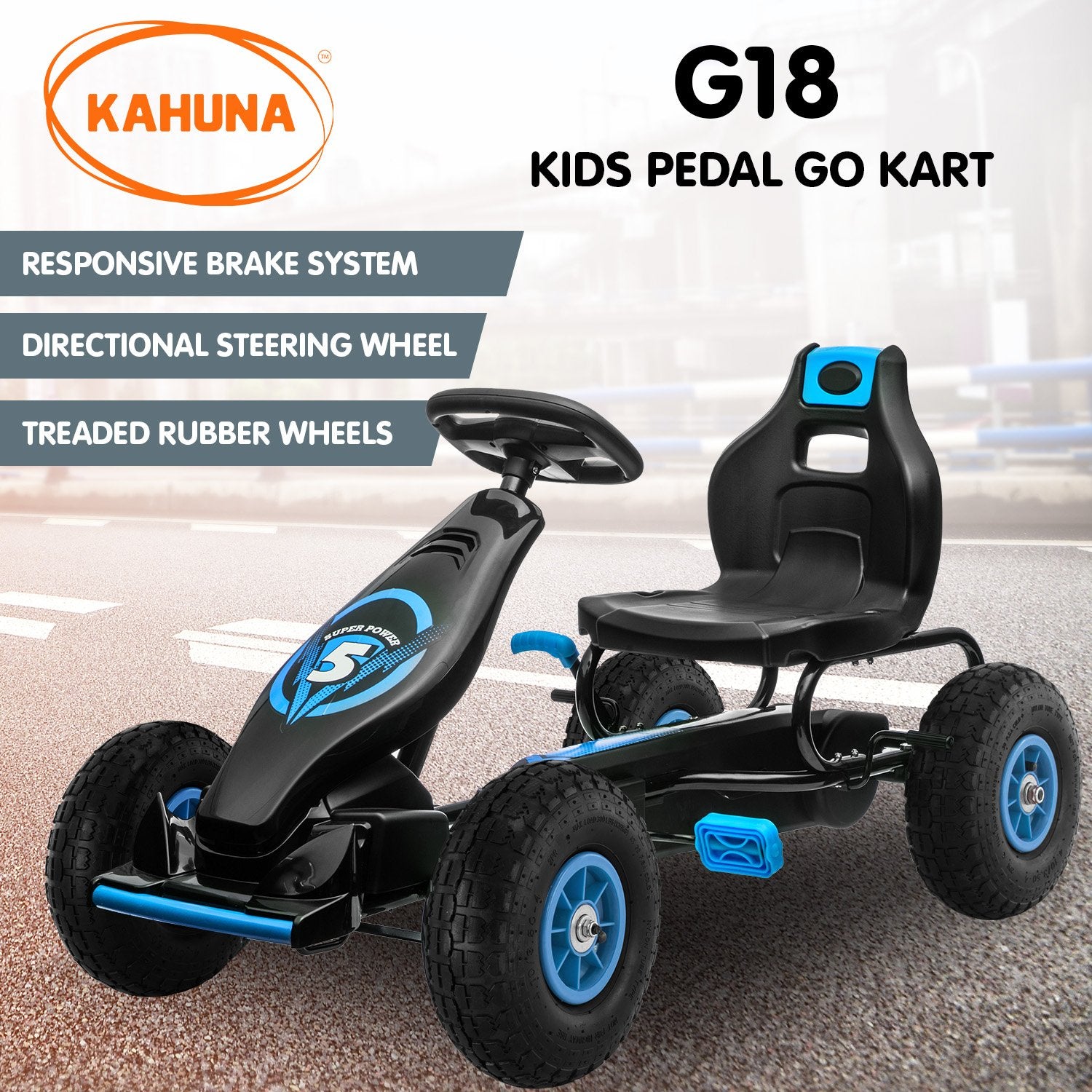 Kahuna G18 Kids Ride On Pedal Go Kart - Blue V240-CAR-G18-BU