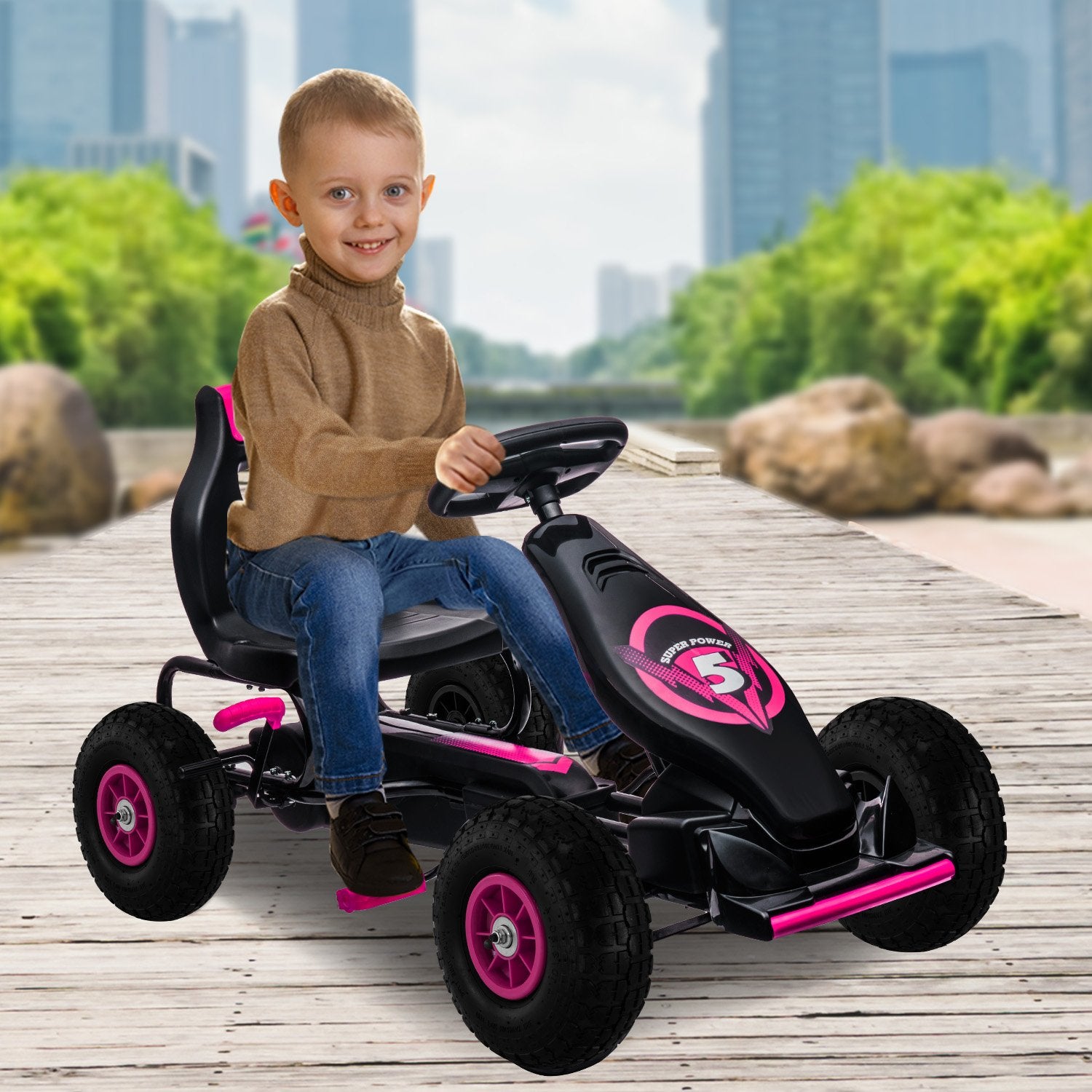 Kahuna G18 Kids Ride On Pedal Go Kart - Rose Pink V240-CAR-G18-RPK