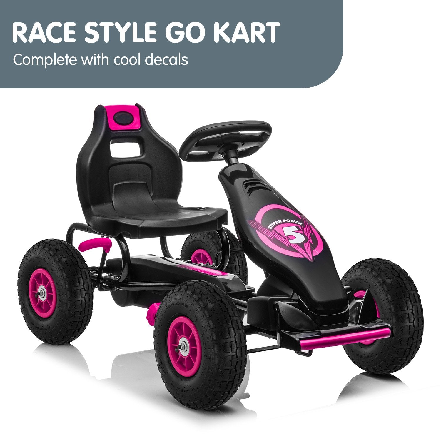 Kahuna G18 Kids Ride On Pedal Go Kart - Rose Pink V240-CAR-G18-RPK