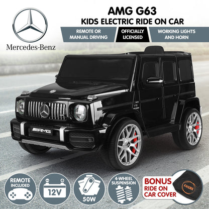 Kahuna Mercedes Benz AMG Licensed G63 Kids Electric Ride On Car Remote Control Dual 25W Motors Music Player V240-CAR-G63-S306-BK