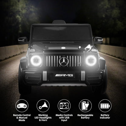 Kahuna Mercedes Benz AMG Licensed G63 Kids Electric Ride On Car Remote Control Dual 25W Motors Music Player V240-CAR-G63-S306-BK