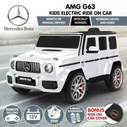 Kahuna Mercedes Benz AMG G63 Kids Electric Ride On Car w/ Remote Control - White V240-CAR-G63-S306-WH