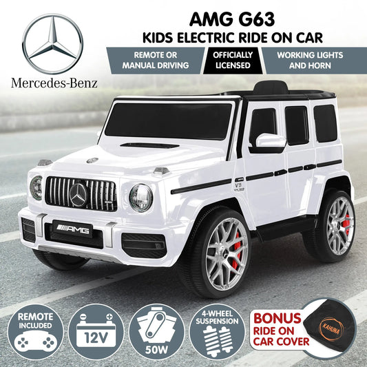 Kahuna Mercedes Benz AMG G63 Kids Electric Ride On Car w/ Remote Control - White V240-CAR-G63-S306-WH