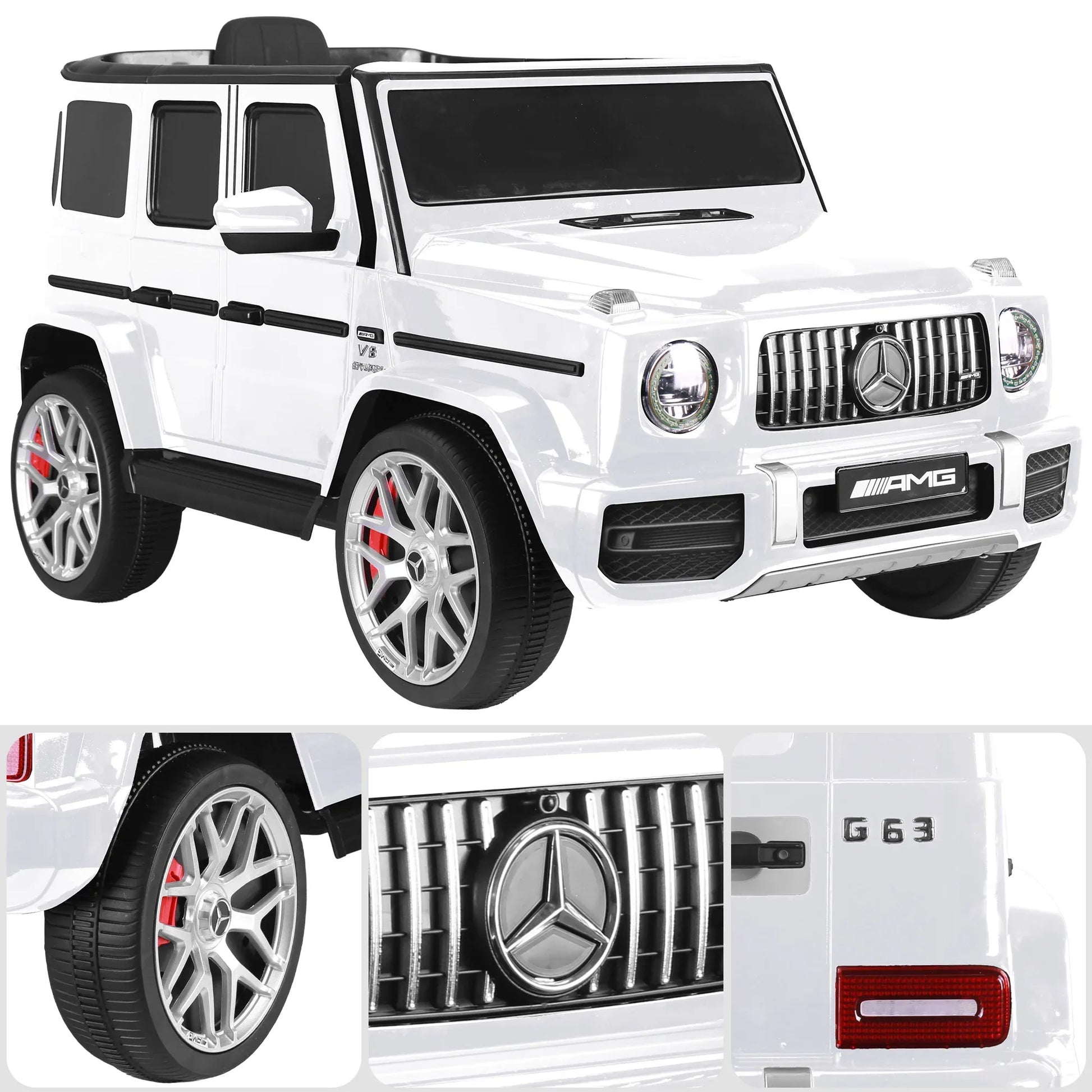 Kahuna Mercedes Benz AMG G63 Kids Electric Ride On Car w/ Remote Control - White V240-CAR-G63-S306-WH