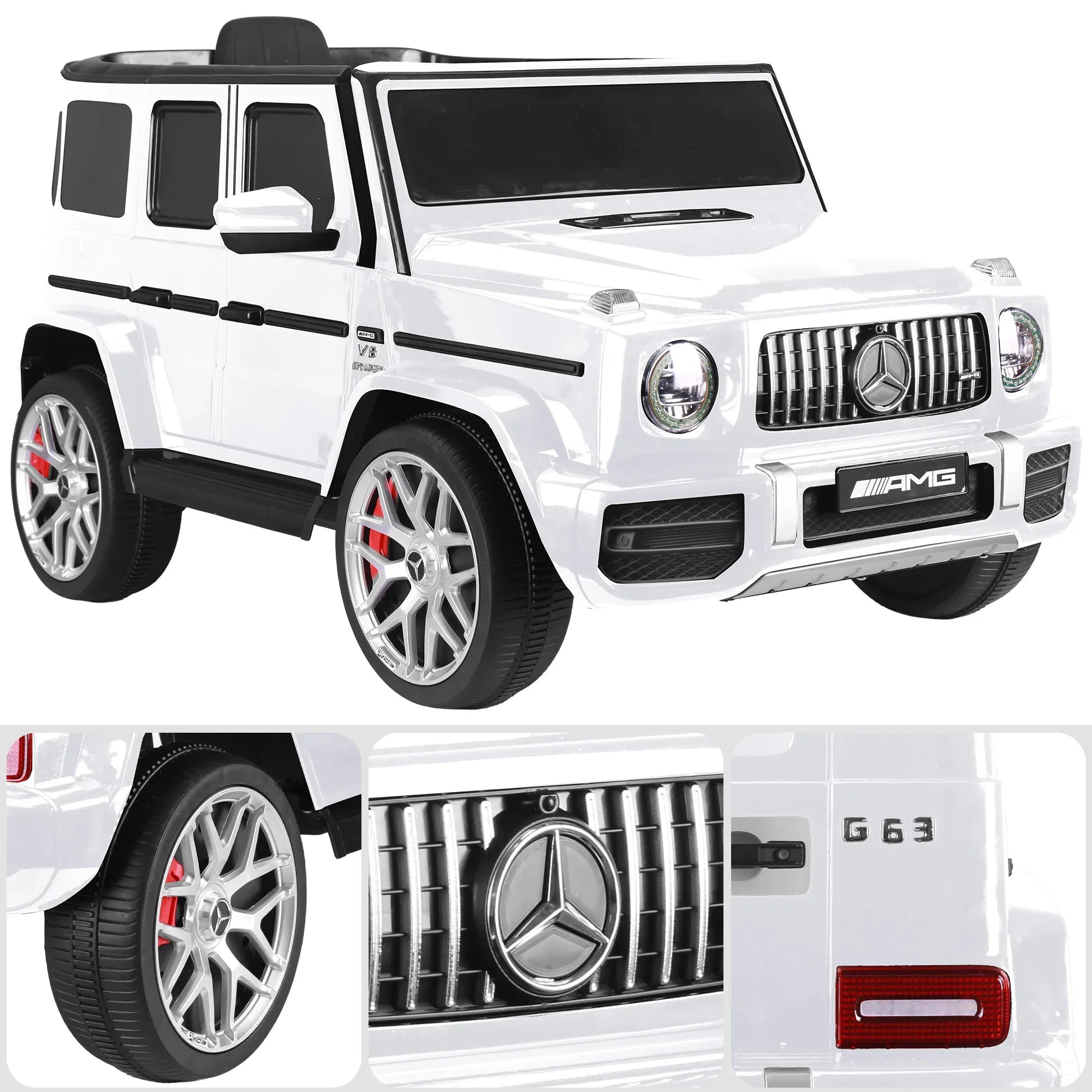 Kahuna Mercedes Benz AMG G63 Kids Electric Ride On Car w/ Remote Control - White V240-CAR-G63-S306-WH
