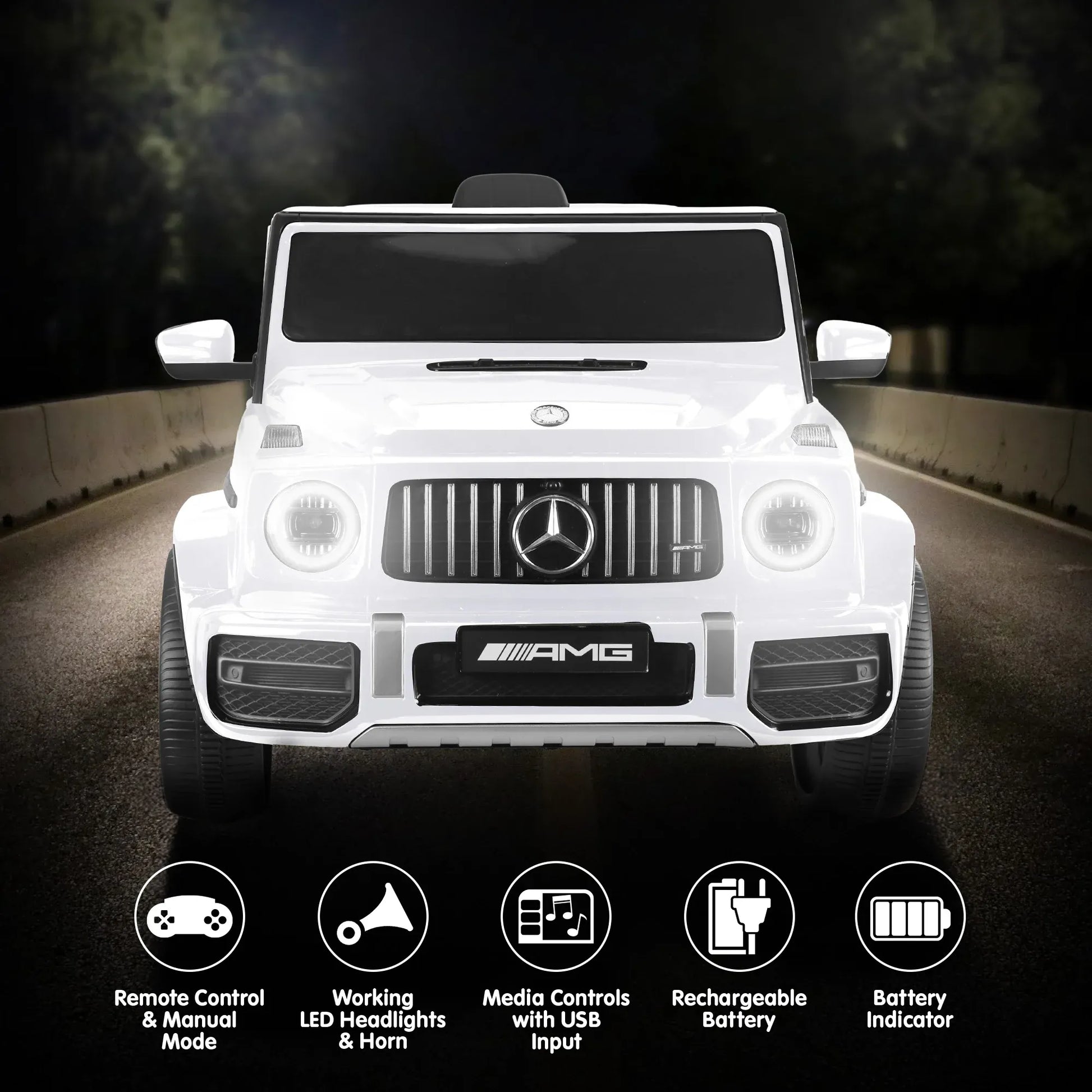 Kahuna Mercedes Benz AMG G63 Kids Electric Ride On Car w/ Remote Control - White V240-CAR-G63-S306-WH
