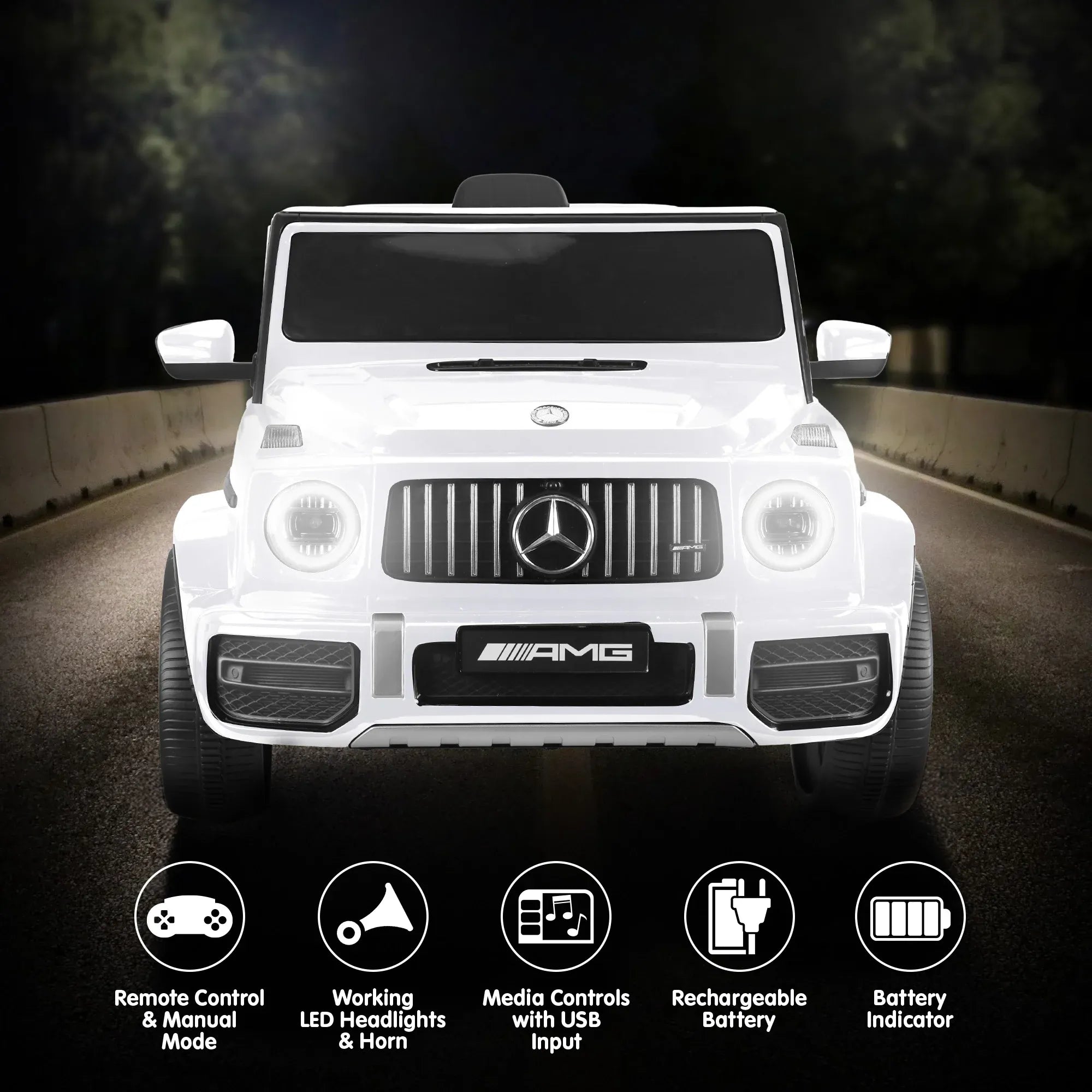 Kahuna Mercedes Benz AMG G63 Kids Electric Ride On Car w/ Remote Control - White V240-CAR-G63-S306-WH