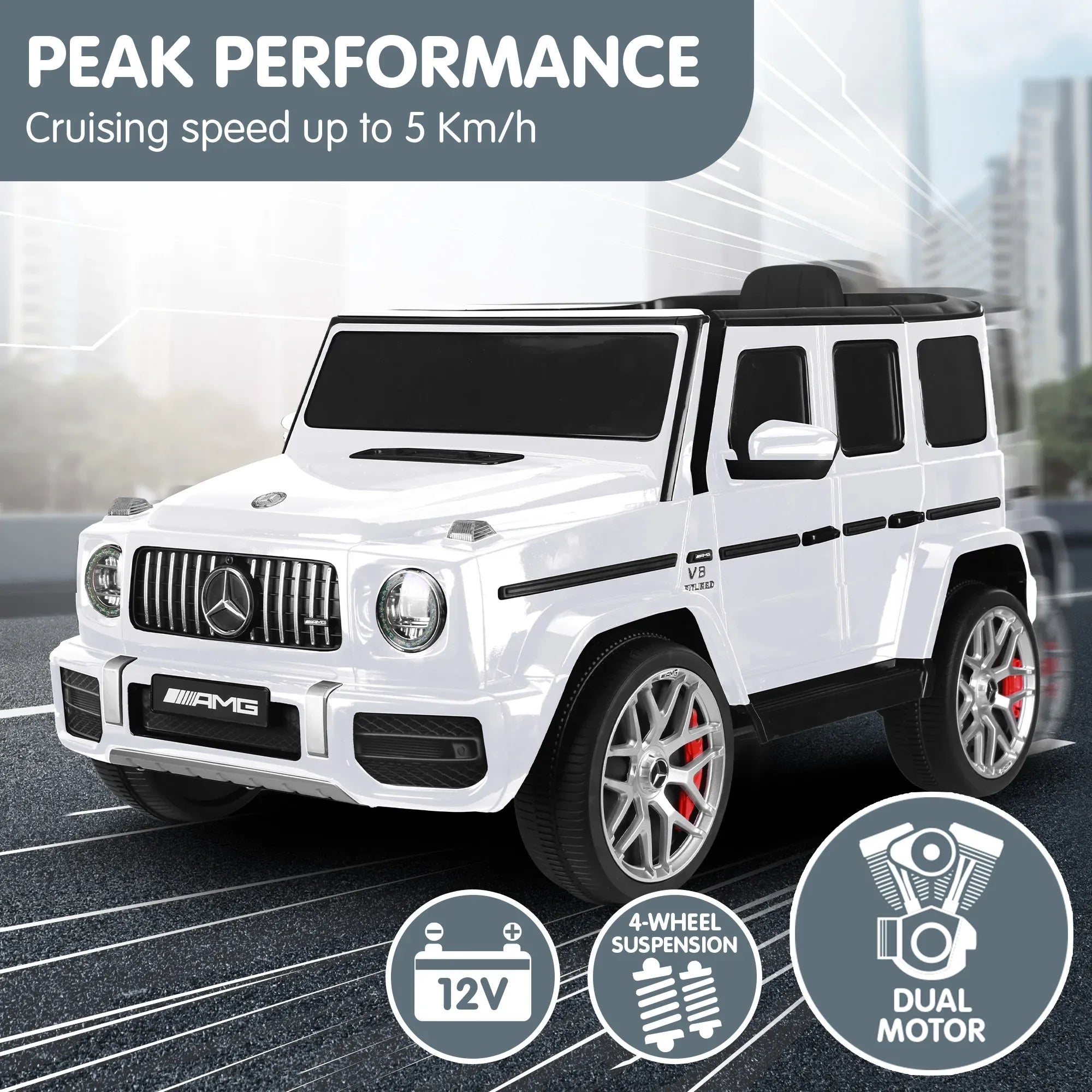 Kahuna Mercedes Benz AMG G63 Kids Electric Ride On Car w/ Remote Control - White V240-CAR-G63-S306-WH