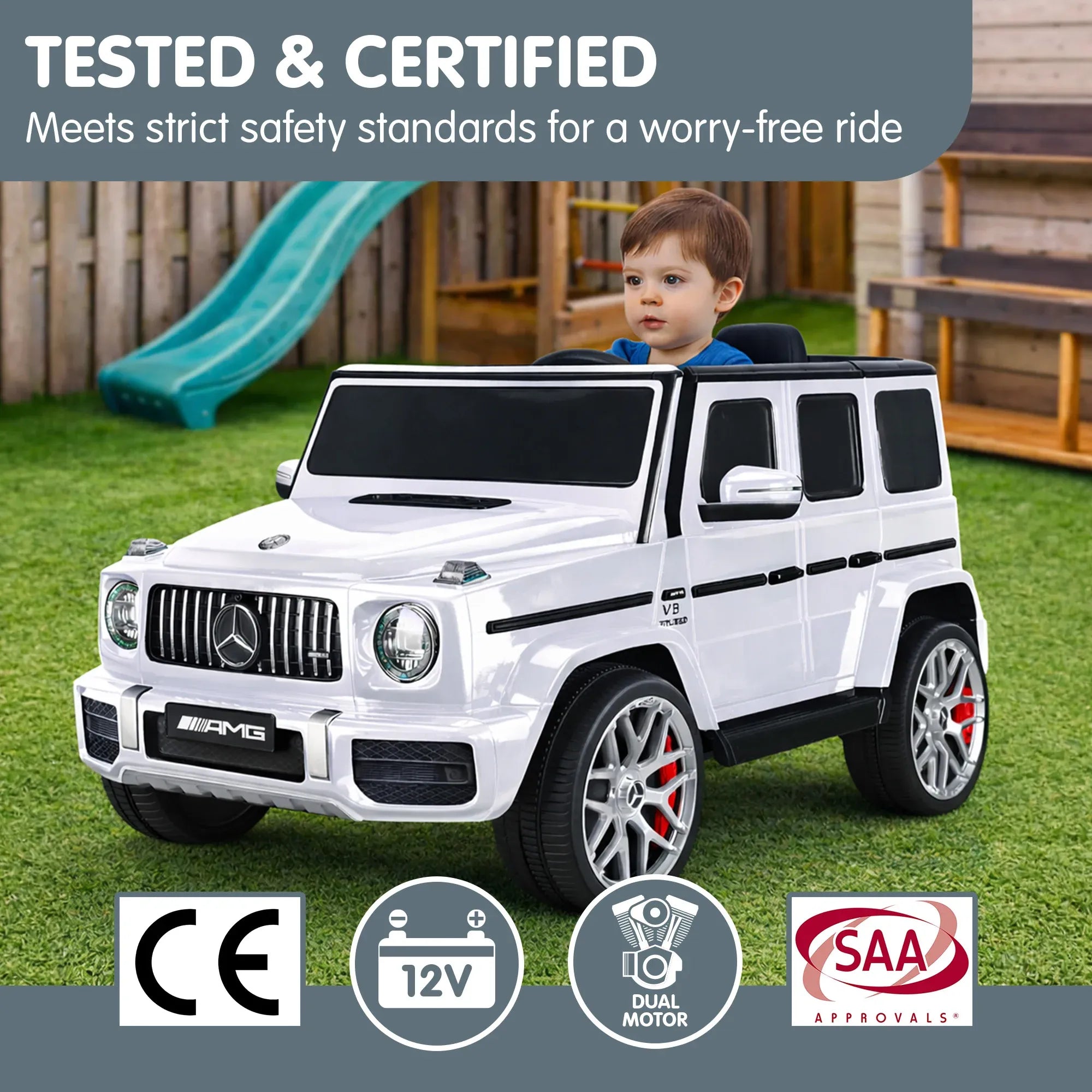 Kahuna Mercedes Benz AMG G63 Kids Electric Ride On Car w/ Remote Control - White V240-CAR-G63-S306-WH