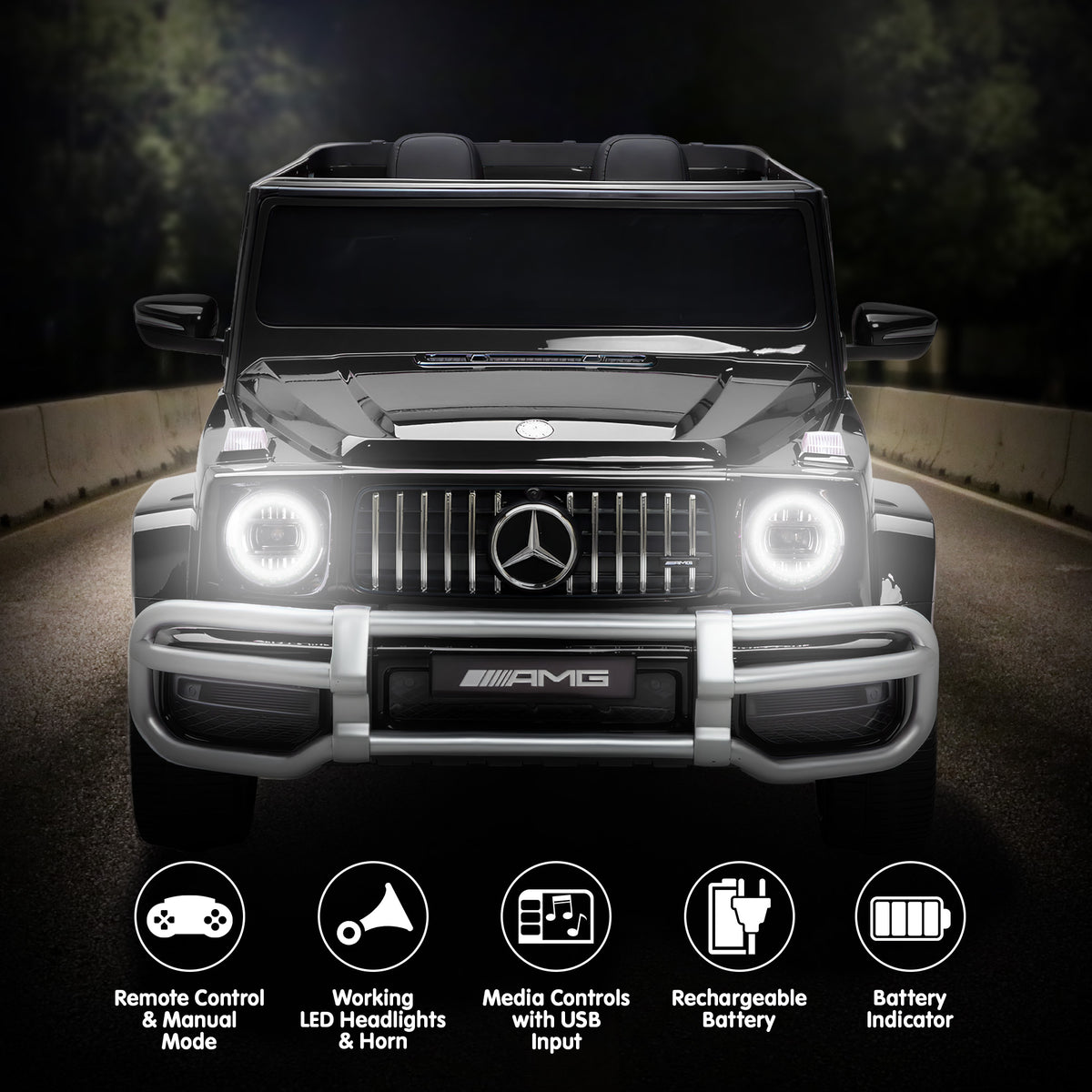 Kahuna Mercedes Benz AMG G63 Kids Electric Two Seater Ride On Car with Remote Control V240-CAR-G63-S307-BK