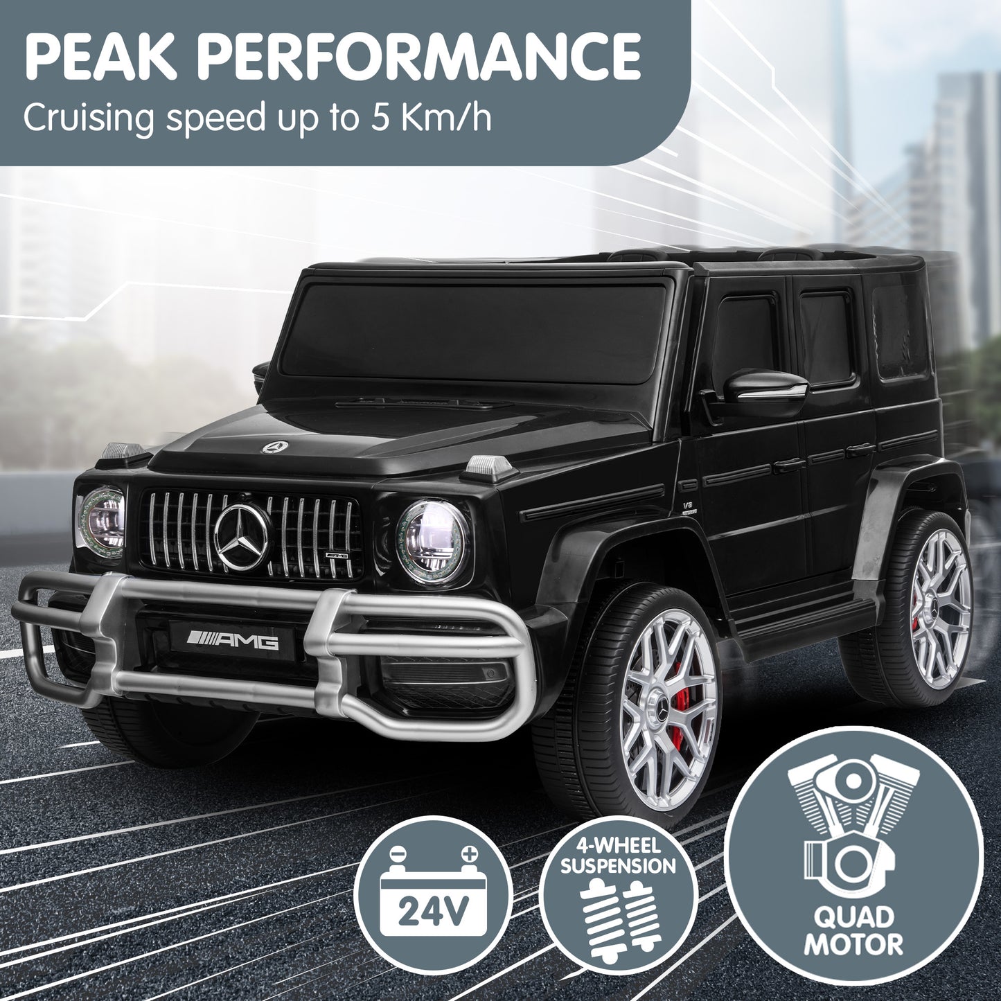 Kahuna Mercedes Benz AMG G63 Kids Electric Two Seater Ride On Car with Remote Control V240-CAR-G63-S307-BK
