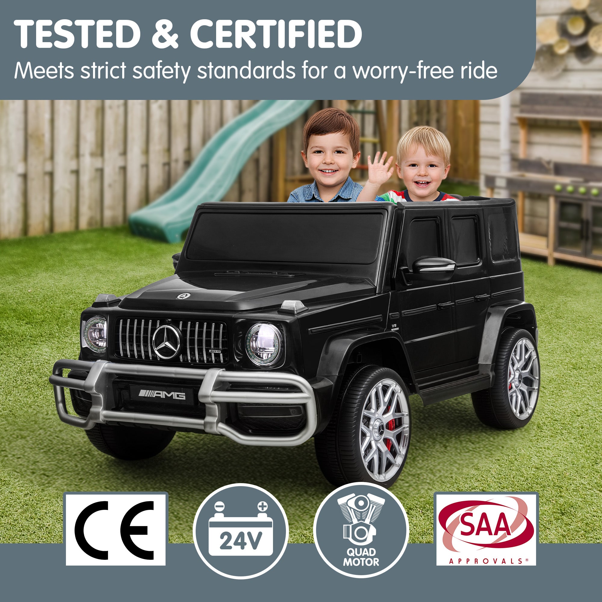 Kahuna Mercedes Benz AMG G63 Kids Electric Two Seater Ride On Car with Remote Control V240-CAR-G63-S307-BK