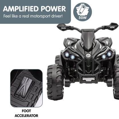 Kahuna GTS99 Kids Electric Ride On Quad Bike Toy ATV 50W - Black V240-CAR-GTS-1199-BK