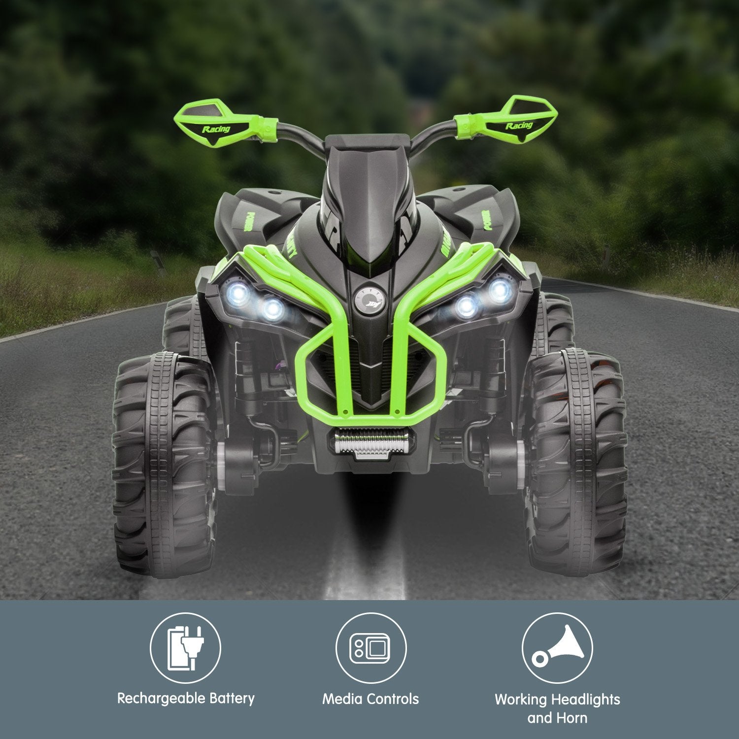 Kahuna GTS99 Kids Electric Ride On Quad Bike Toy ATV 50W - Green V240-CAR-GTS-1199-GN