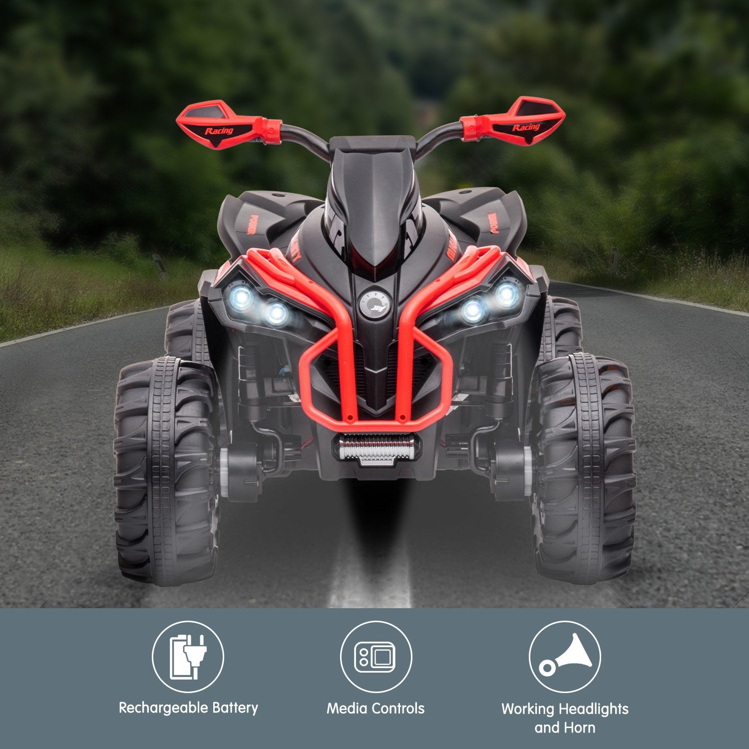Kahuna GTS99 Kids Electric Ride On Quad Bike Toy ATV 50W - Red V240-CAR-GTS-1199-RD