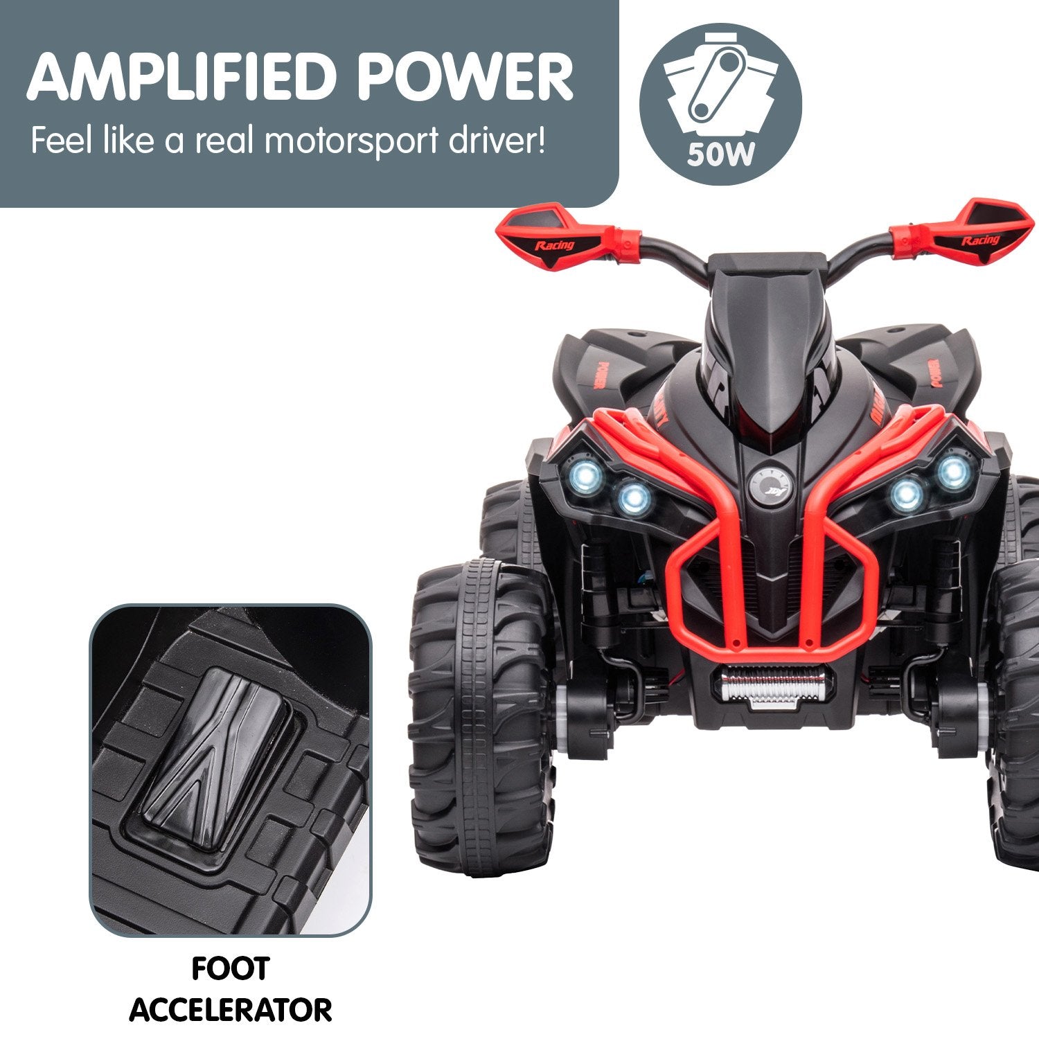 Kahuna GTS99 Kids Electric Ride On Quad Bike Toy ATV 50W - Red V240-CAR-GTS-1199-RD