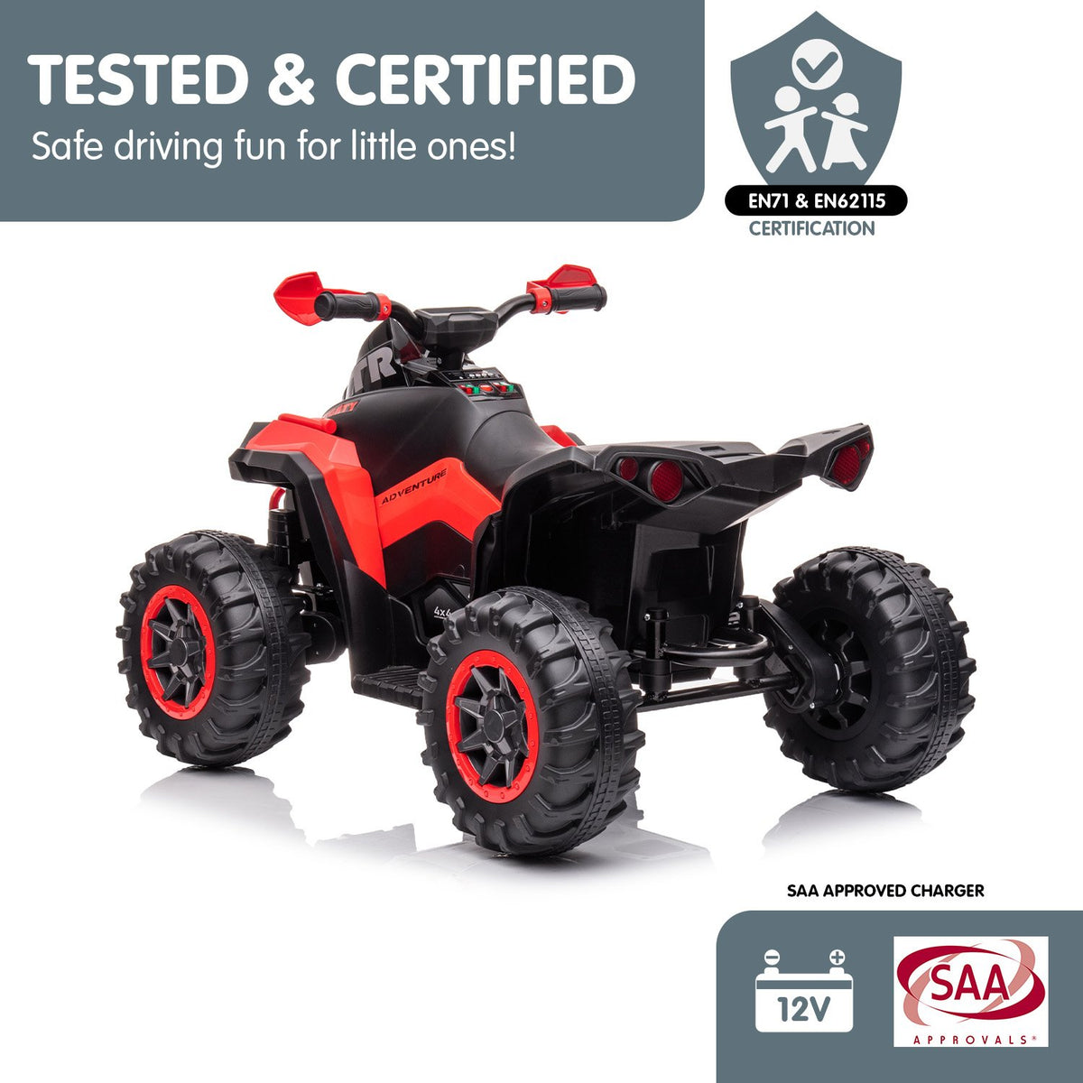 Kahuna GTS99 Kids Electric Ride On Quad Bike Toy ATV 50W - Red V240-CAR-GTS-1199-RD