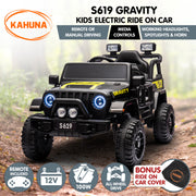 Kahuna S619 Gravity Kids Electric Ride On Car - Black V240-CAR-KAH-S619-BK