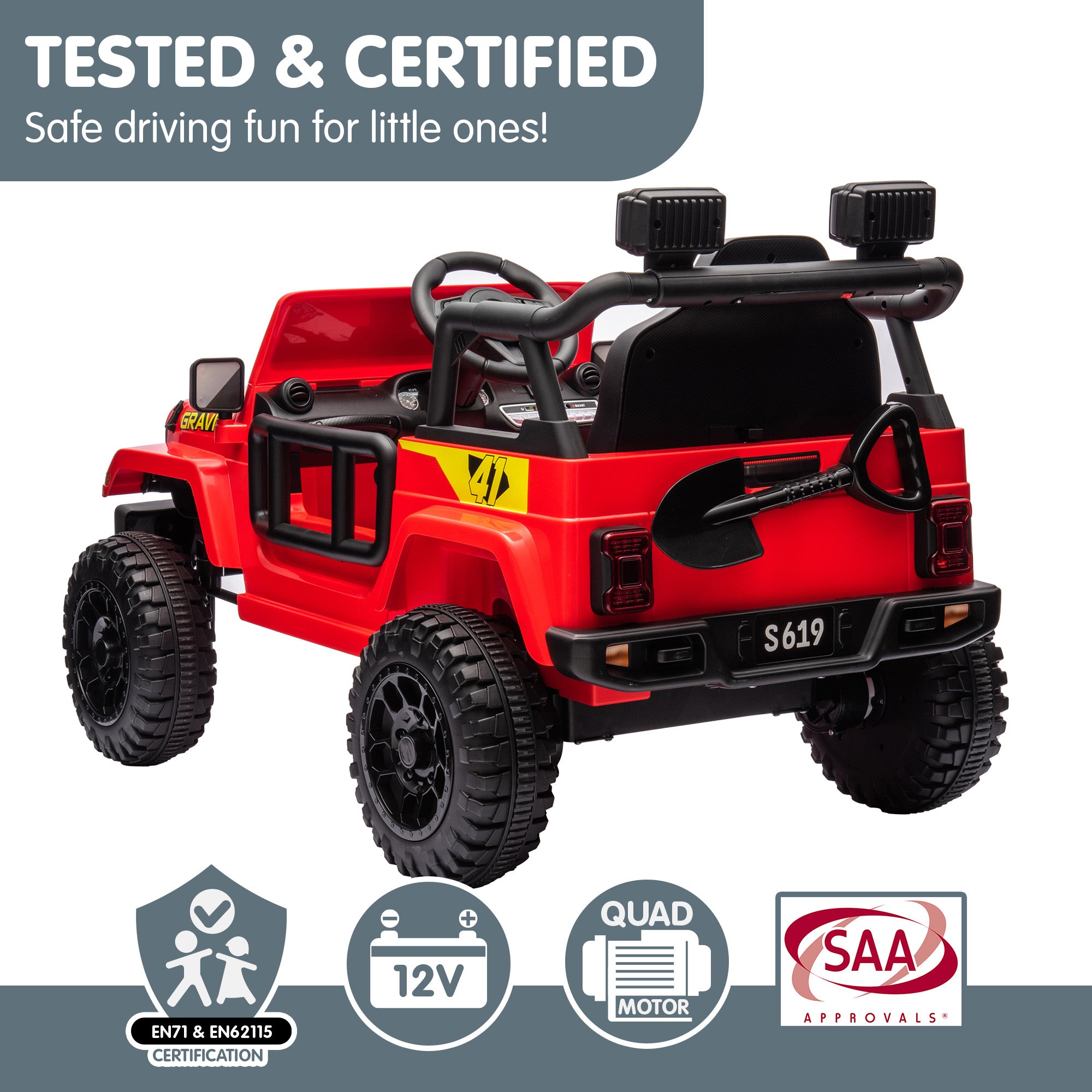Kahuna S619 Gravity Kids Electric Ride On Car - Red V240-CAR-KAH-S619-RD