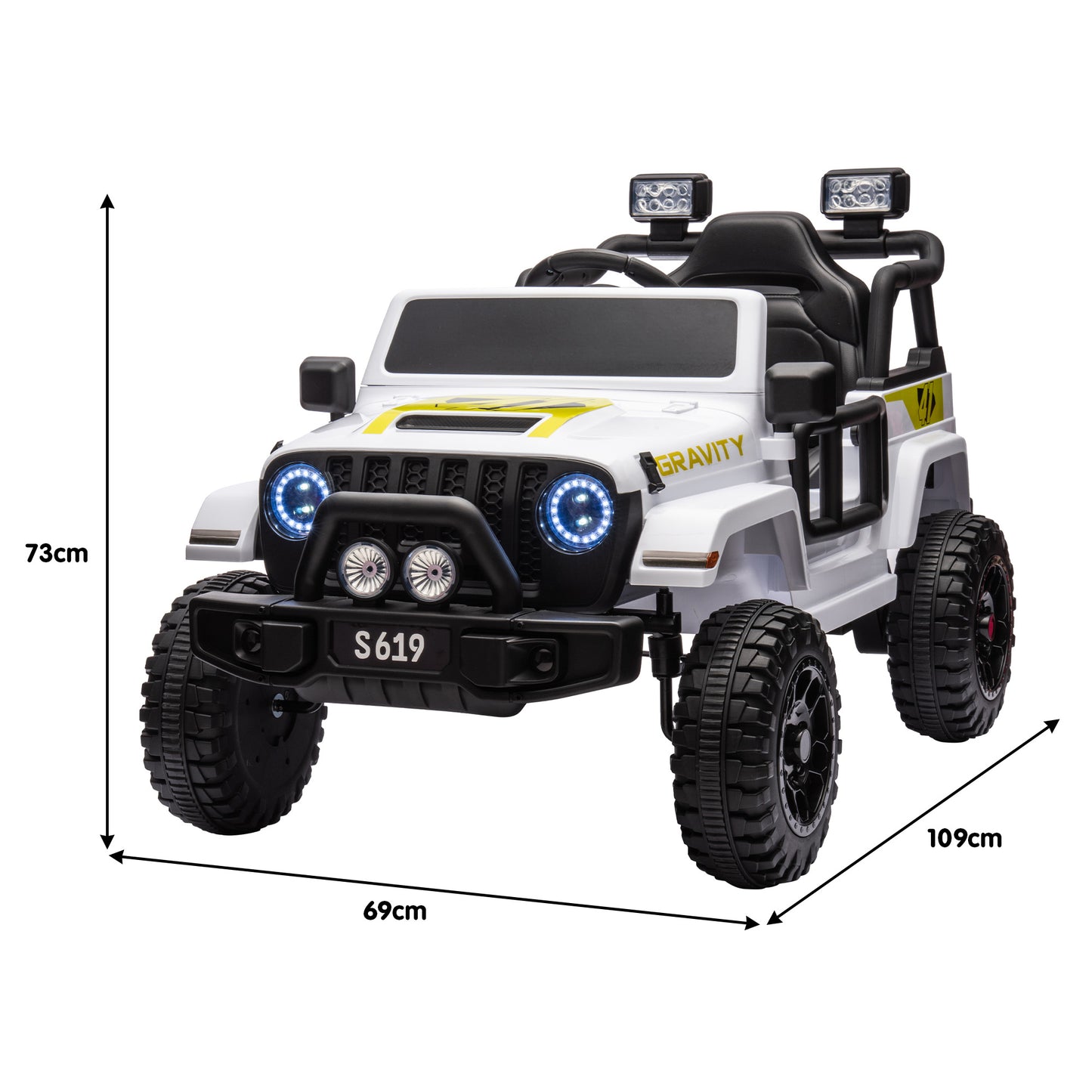 Kahuna S619 Gravity Kids Electric Ride On Car - White V240-CAR-KAH-S619-WH