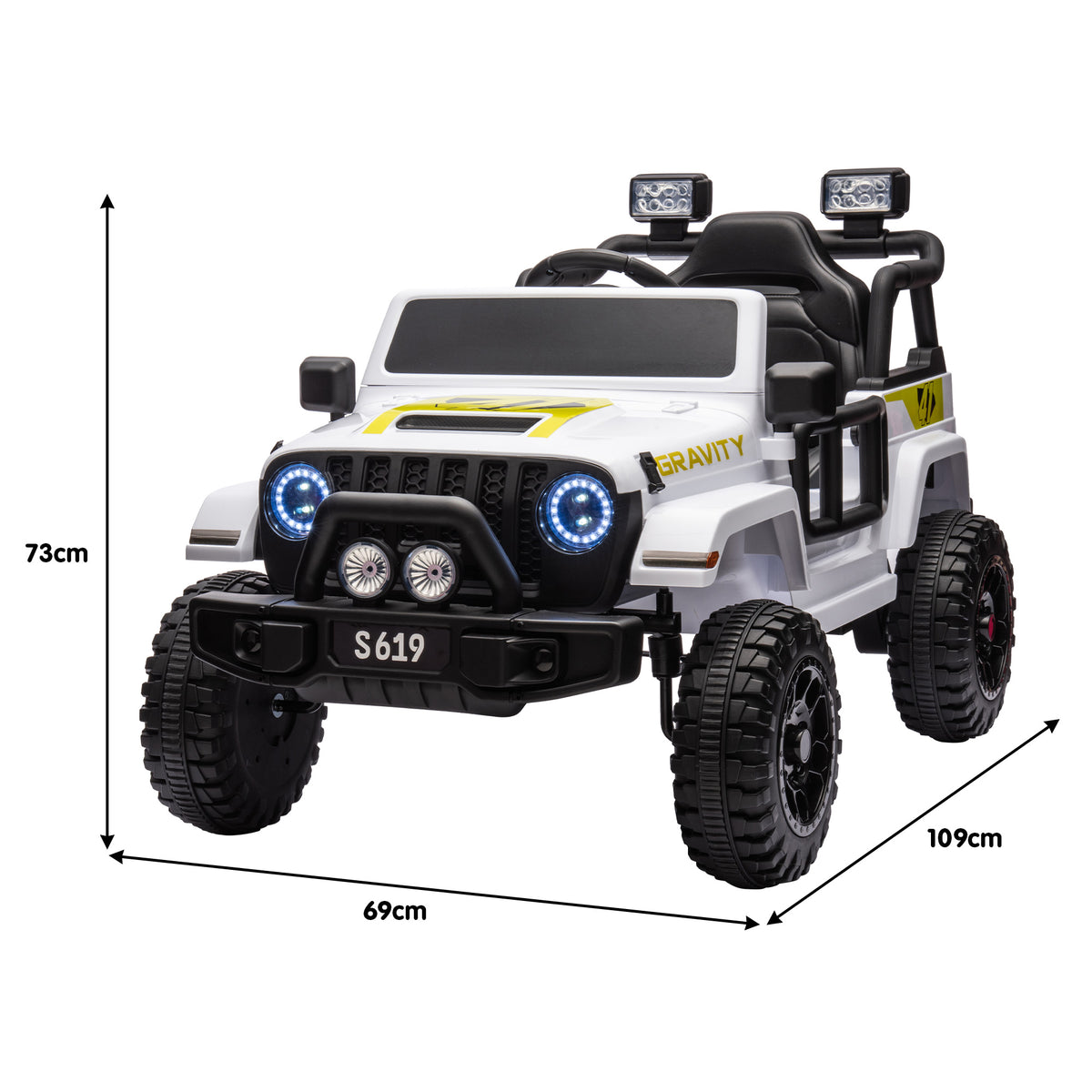 Kahuna S619 Gravity Kids Electric Ride On Car - White V240-CAR-KAH-S619-WH