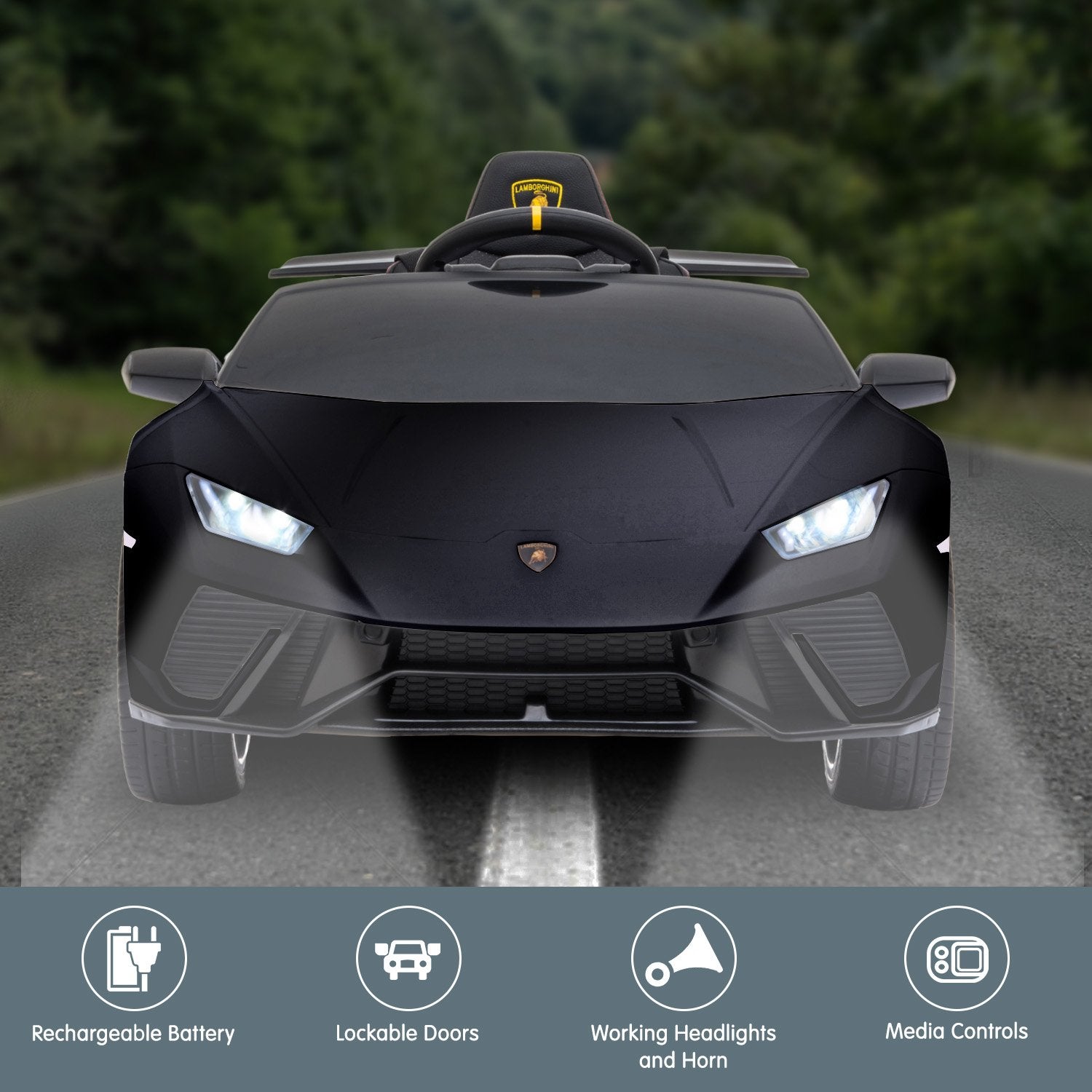 Kahuna Lamborghini Performante Kids Electric Ride On Car Remote Control - Black V240-CAR-LAM-BK