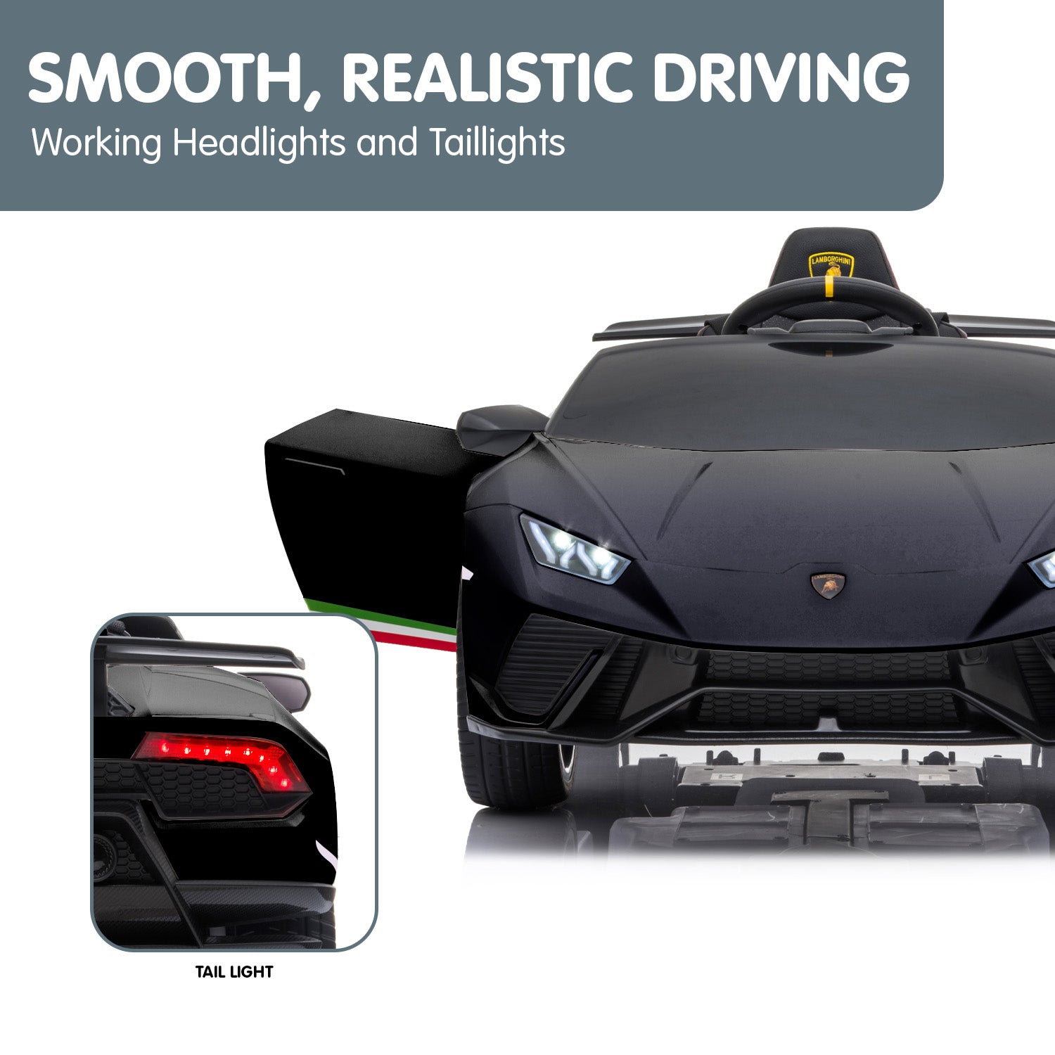 Kahuna Lamborghini Performante Kids Electric Ride On Car Remote Control - Black V240-CAR-LAM-BK
