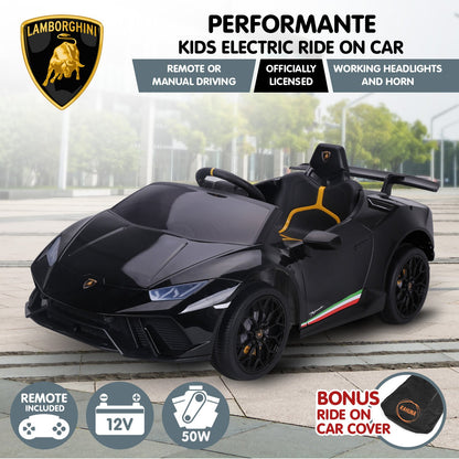 Kahuna Lamborghini Performante Kids Electric Ride On Car Remote Control - Black V240-CAR-LAM-BK