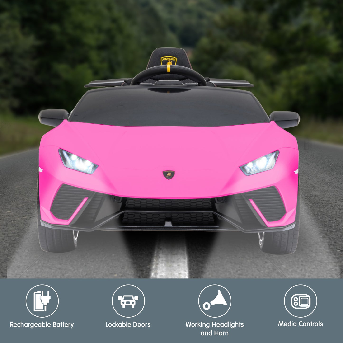 Kahuna Lamborghini Performante Kids Electric Ride On Car Remote Control by Kahuna - Pink V240-CAR-LAM-PK