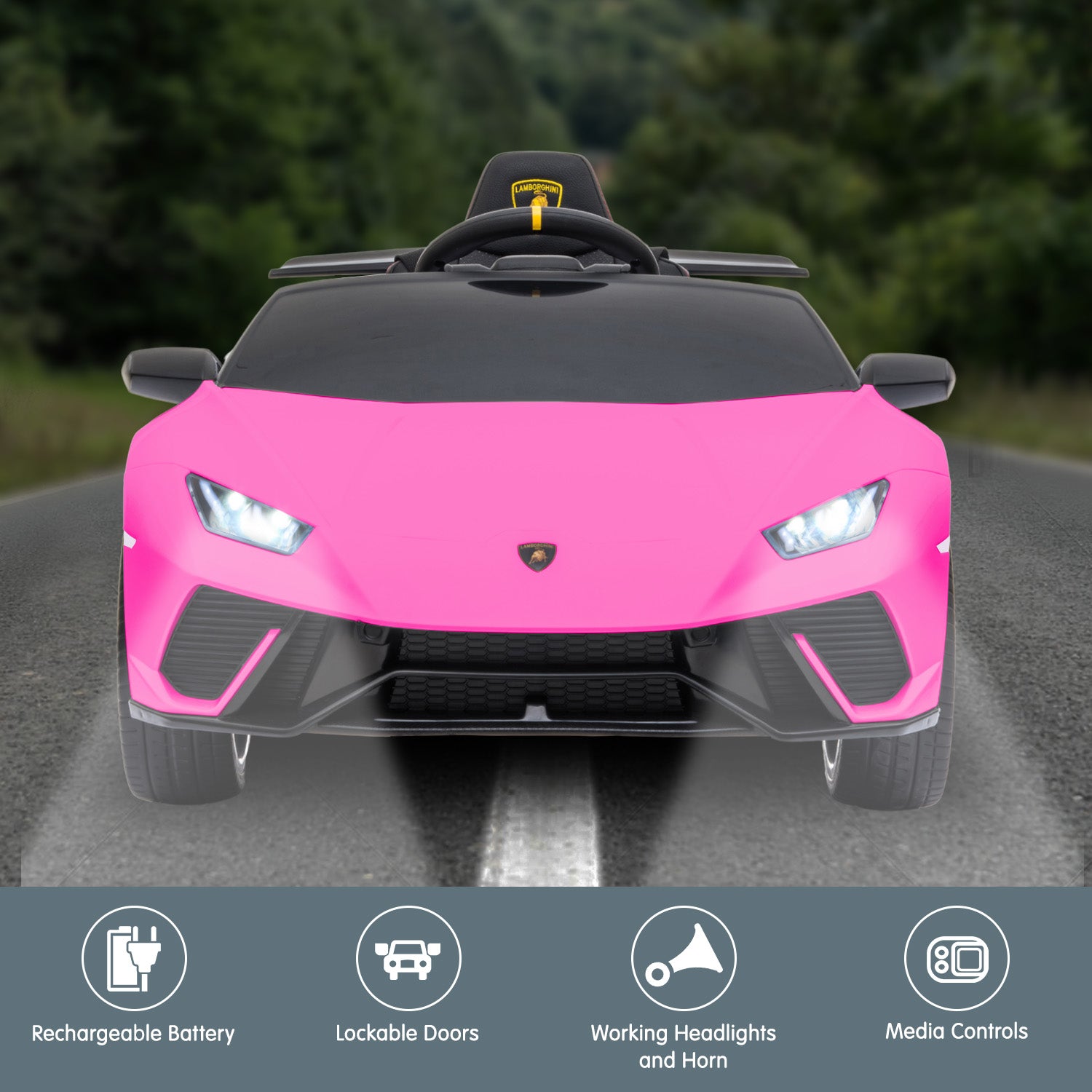 Kahuna Lamborghini Performante Kids Electric Ride On Car Remote Control by Kahuna - Pink V240-CAR-LAM-PK
