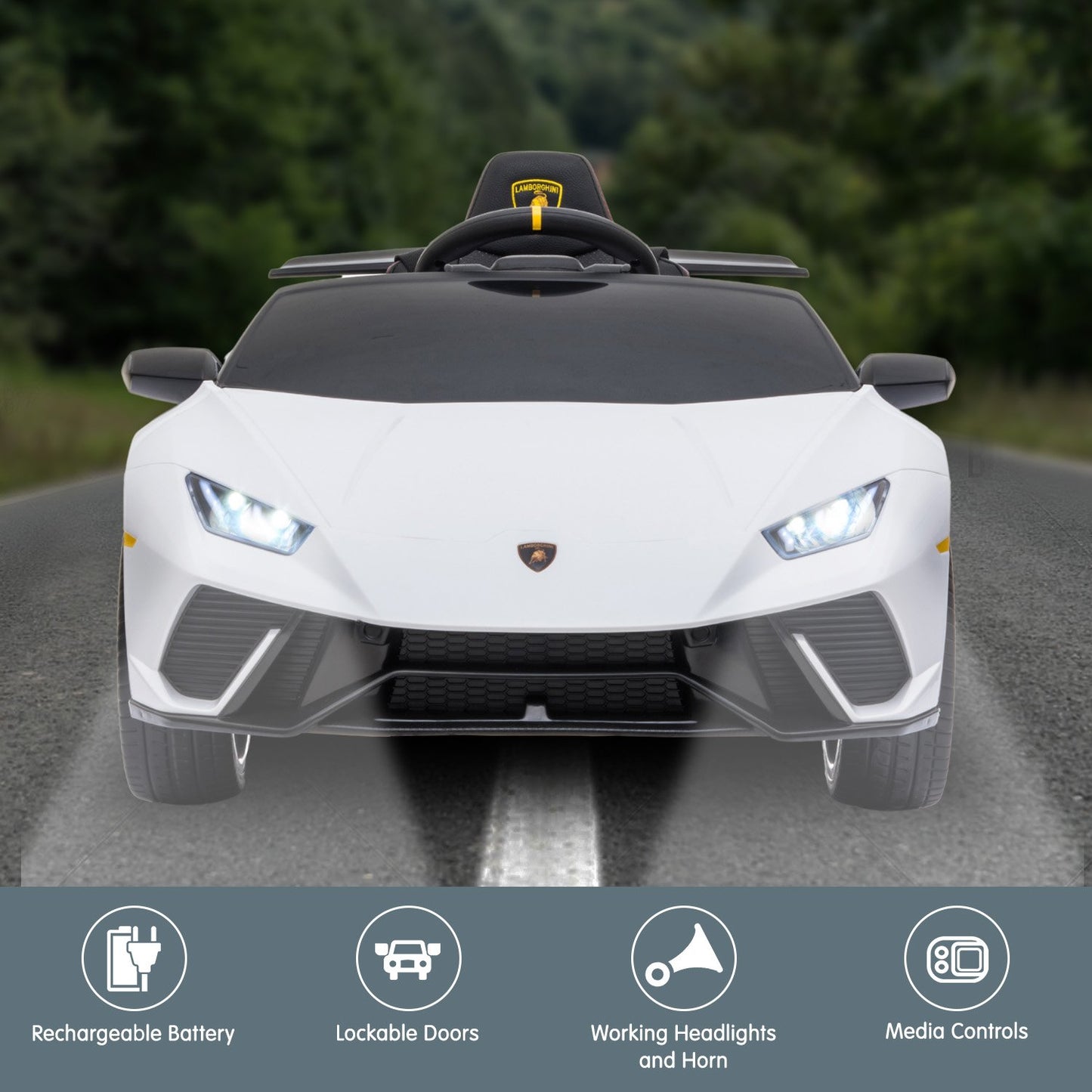 Kahuna Lamborghini Performante Kids Electric Ride On Car Remote Control by Kahuna - White V240-CAR-LAM-WH