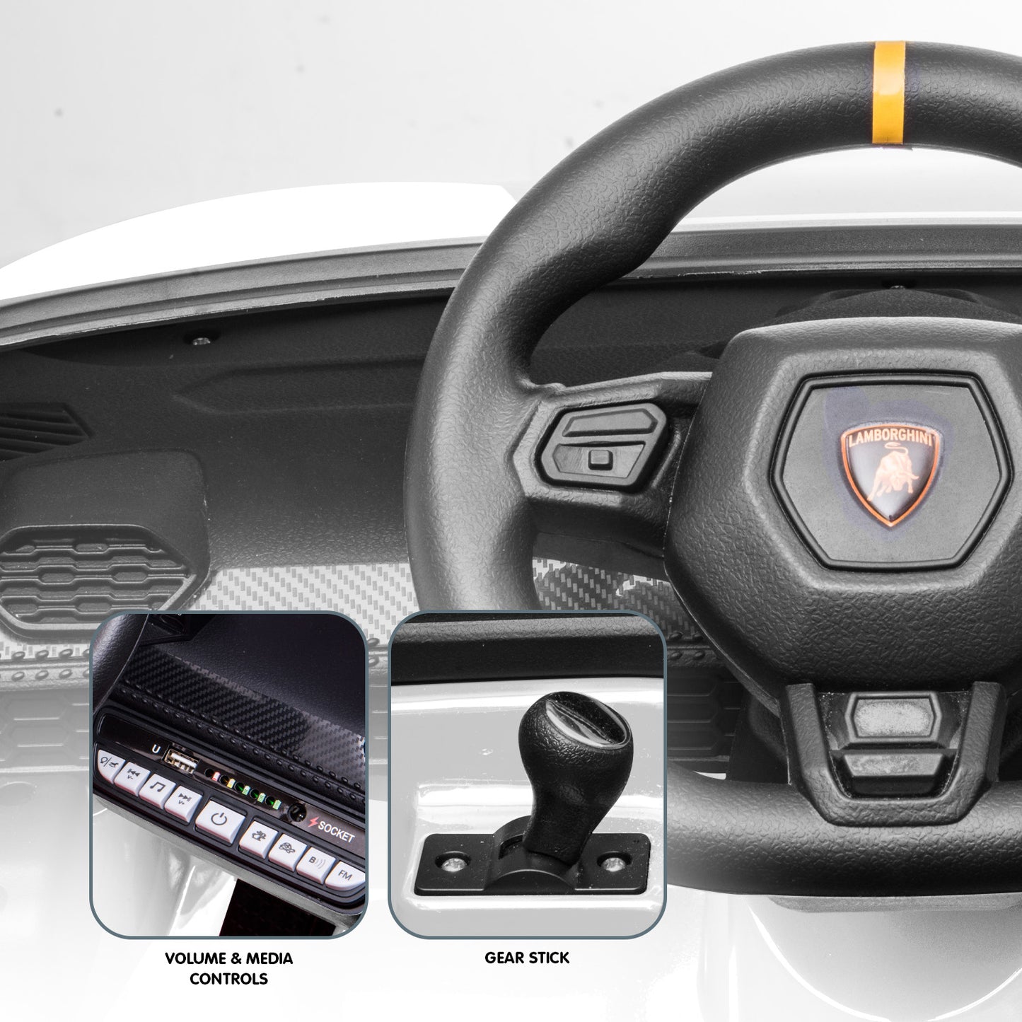 Kahuna Lamborghini Performante Kids Electric Ride On Car Remote Control by Kahuna - White V240-CAR-LAM-WH