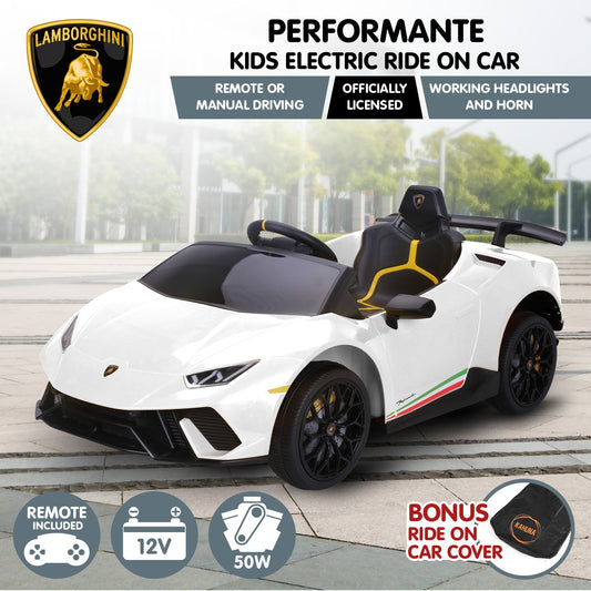 Kahuna Lamborghini Performante Kids Electric Ride On Car Remote Control by Kahuna - White V240-CAR-LAM-WH