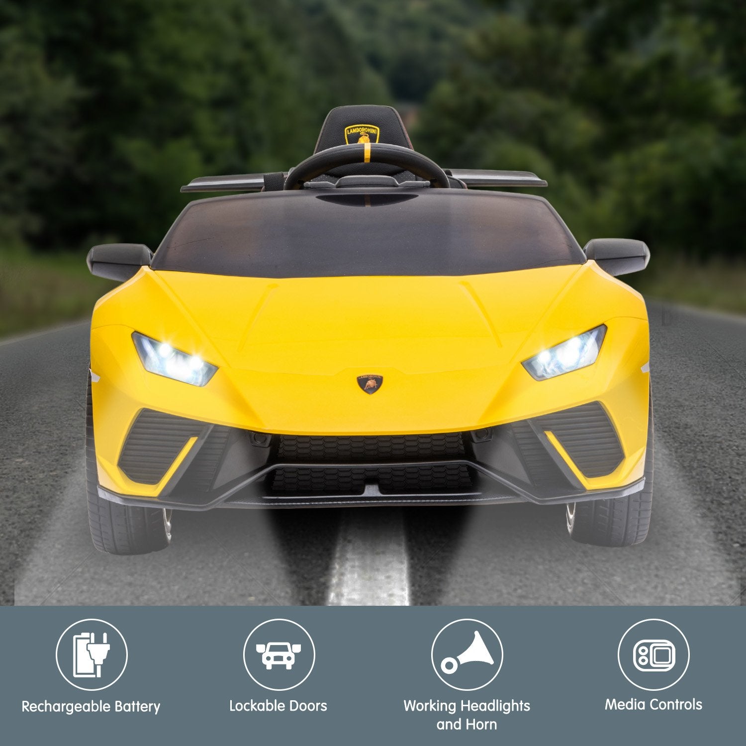 Kahuna Lamborghini Performante Kids Electric Ride On Car Remote Control - Yellow V240-CAR-LAM-YL