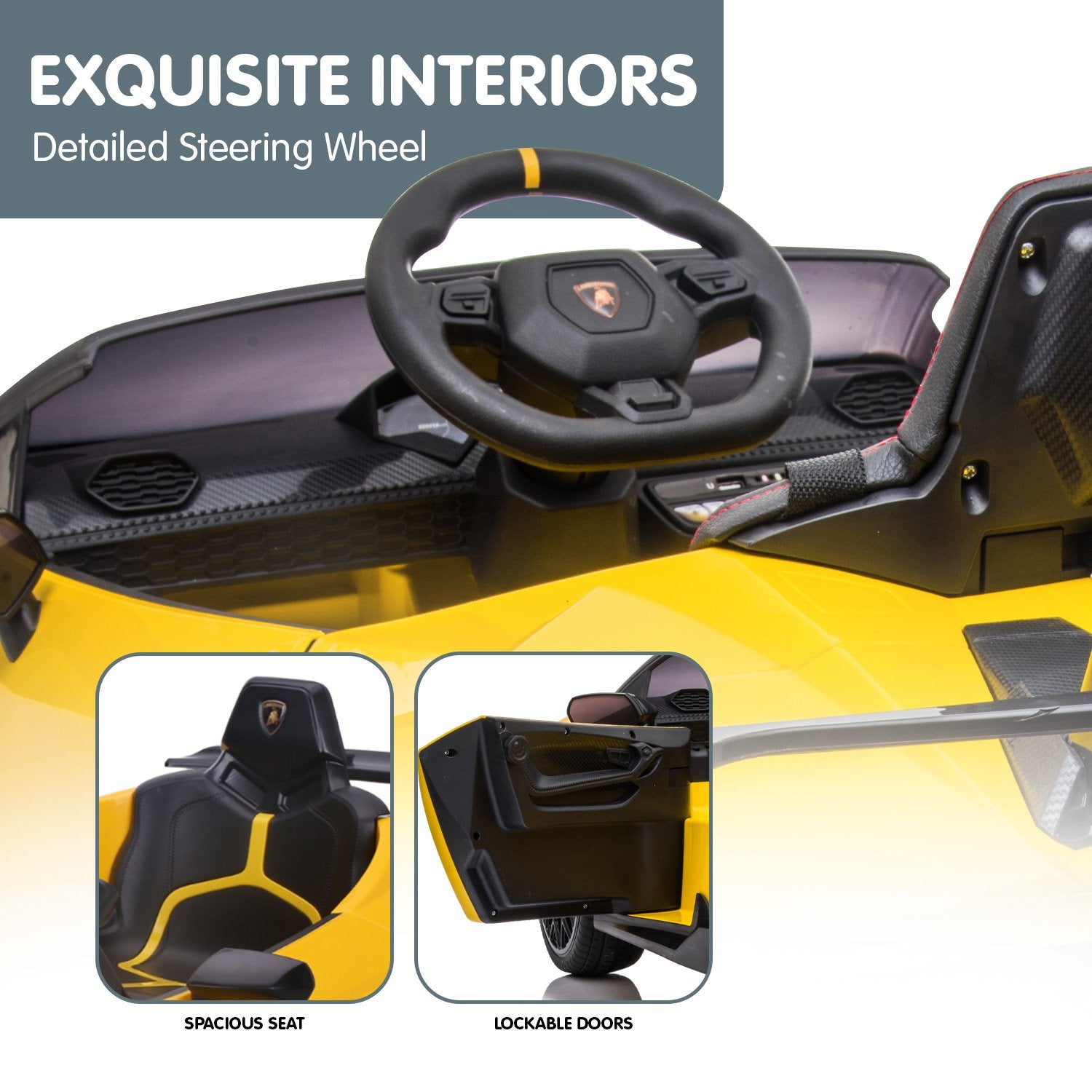 Kahuna Lamborghini Performante Kids Electric Ride On Car Remote Control - Yellow V240-CAR-LAM-YL