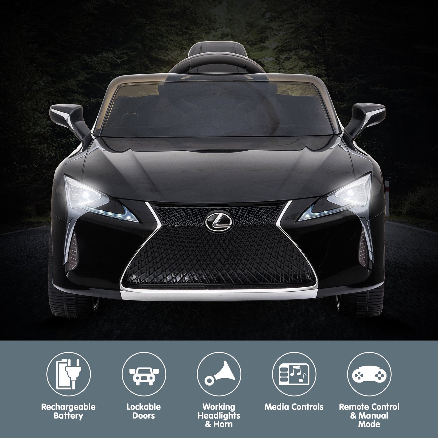Kahuna Licensed Lexus LC 500 Kids Electric Ride On Car - Black V240-CAR-LEX-1618-BK