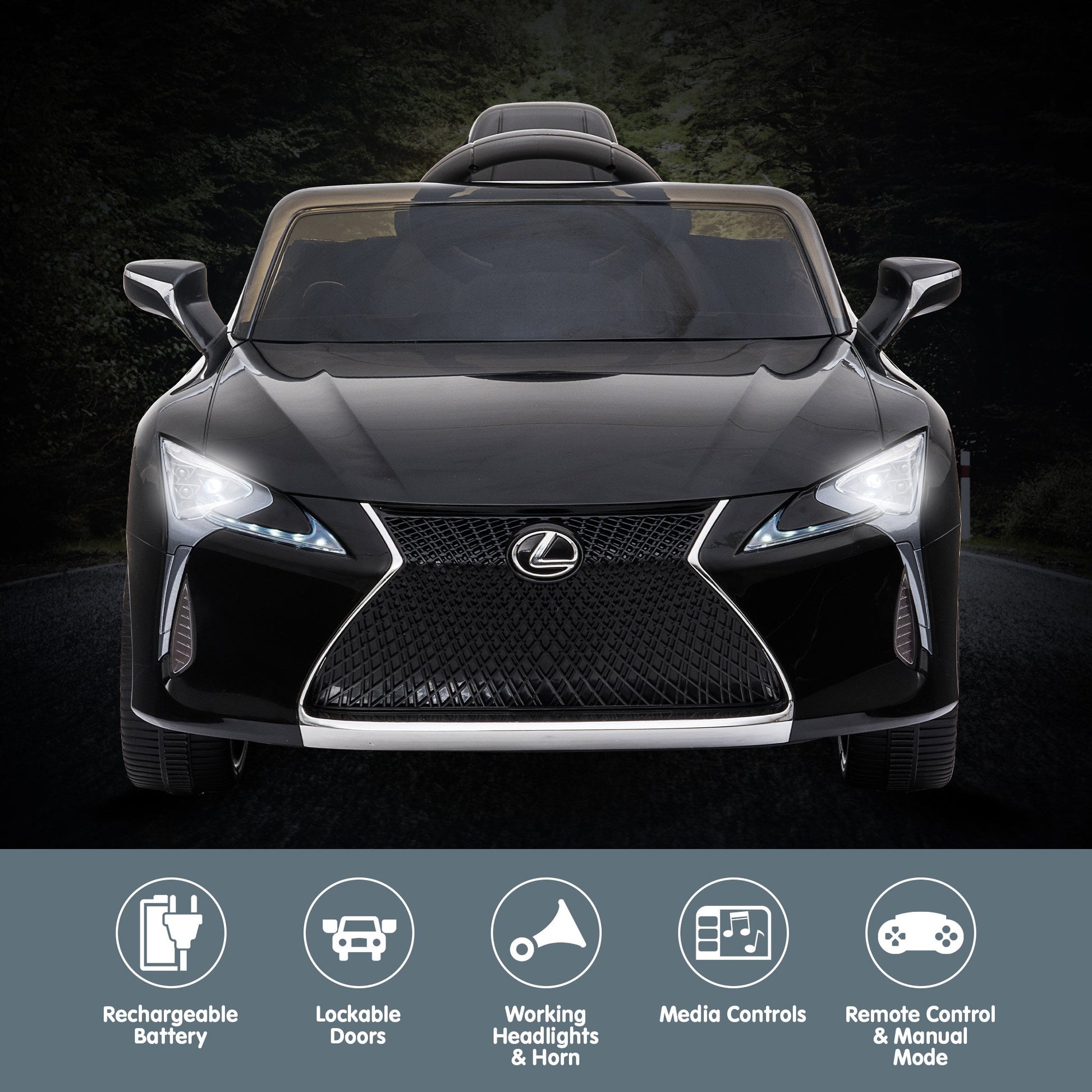 Kahuna Licensed Lexus LC 500 Kids Electric Ride On Car - Black V240-CAR-LEX-1618-BK