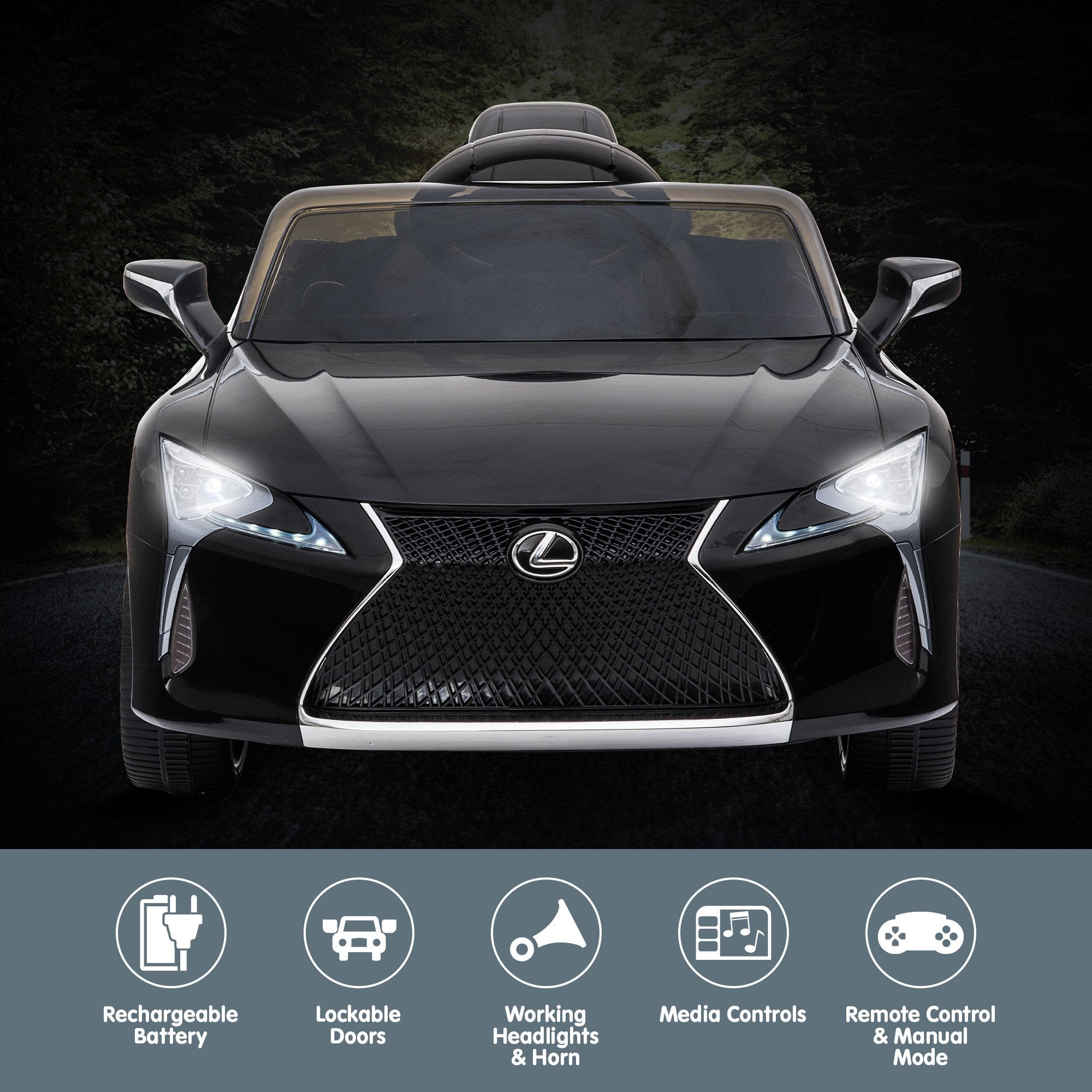 Kahuna Licensed Lexus LC 500 Kids Electric Ride On Car - Black V240-CAR-LEX-1618-BK