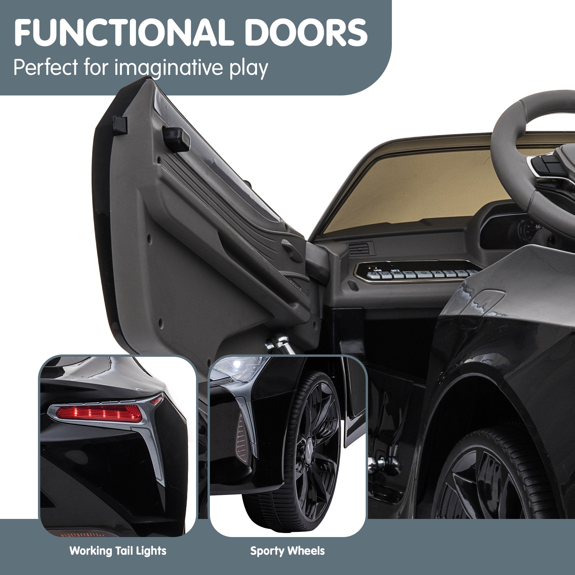 Kahuna Licensed Lexus LC 500 Kids Electric Ride On Car - Black V240-CAR-LEX-1618-BK
