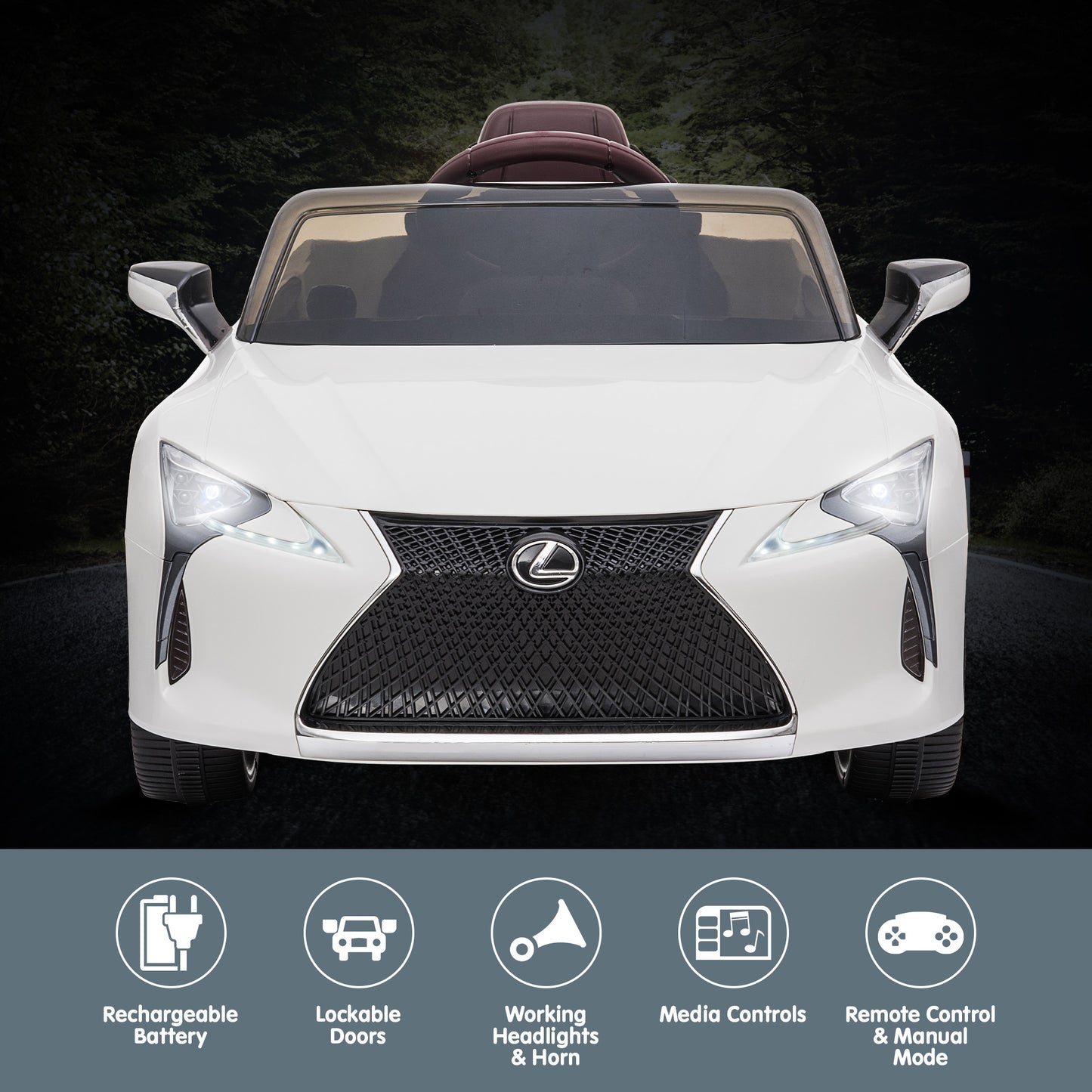 Kahuna Licensed Lexus Lc 500 Kids Electric Ride On Car - White V240-CAR-LEX-1618-WH