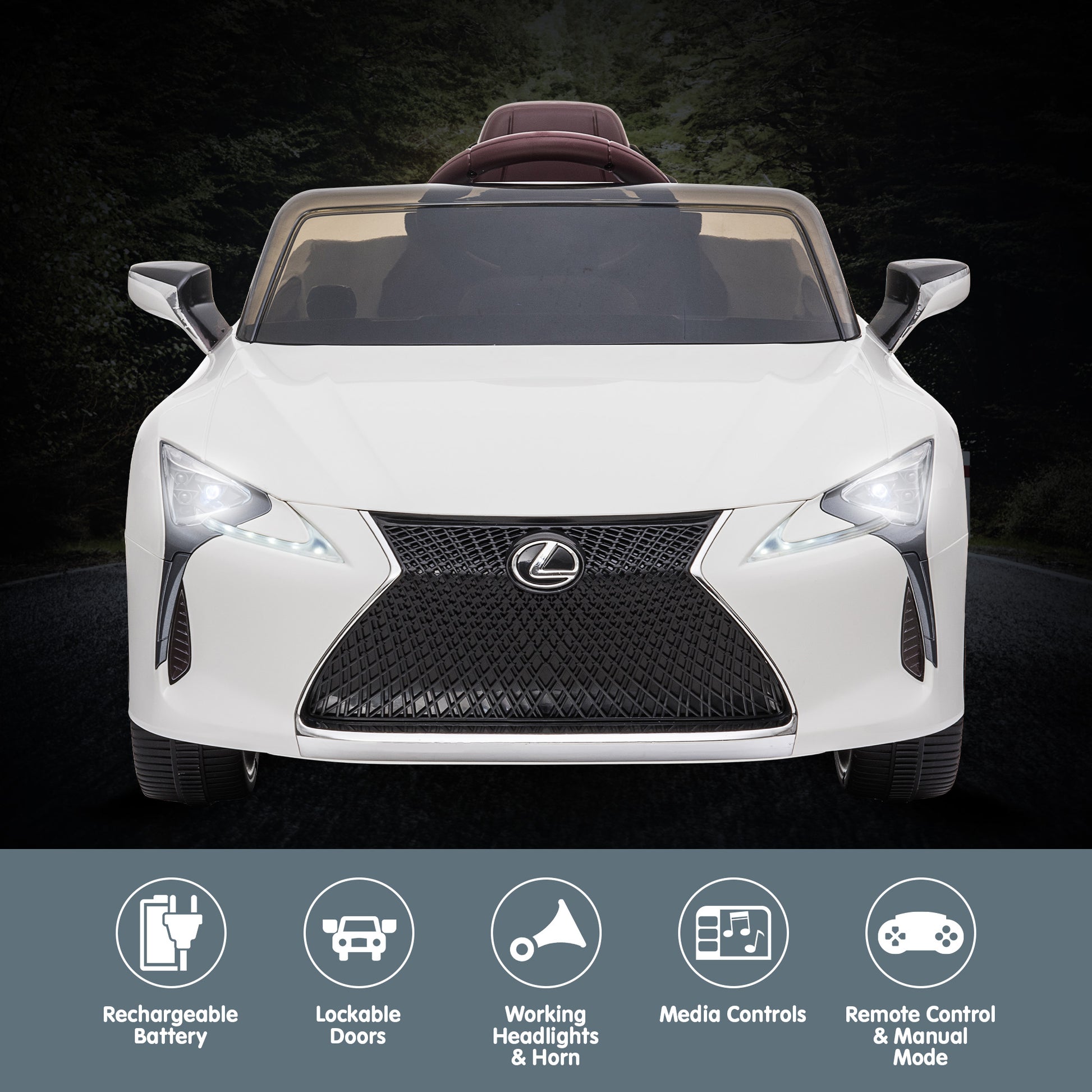 Kahuna Licensed Lexus Lc 500 Kids Electric Ride On Car - White V240-CAR-LEX-1618-WH
