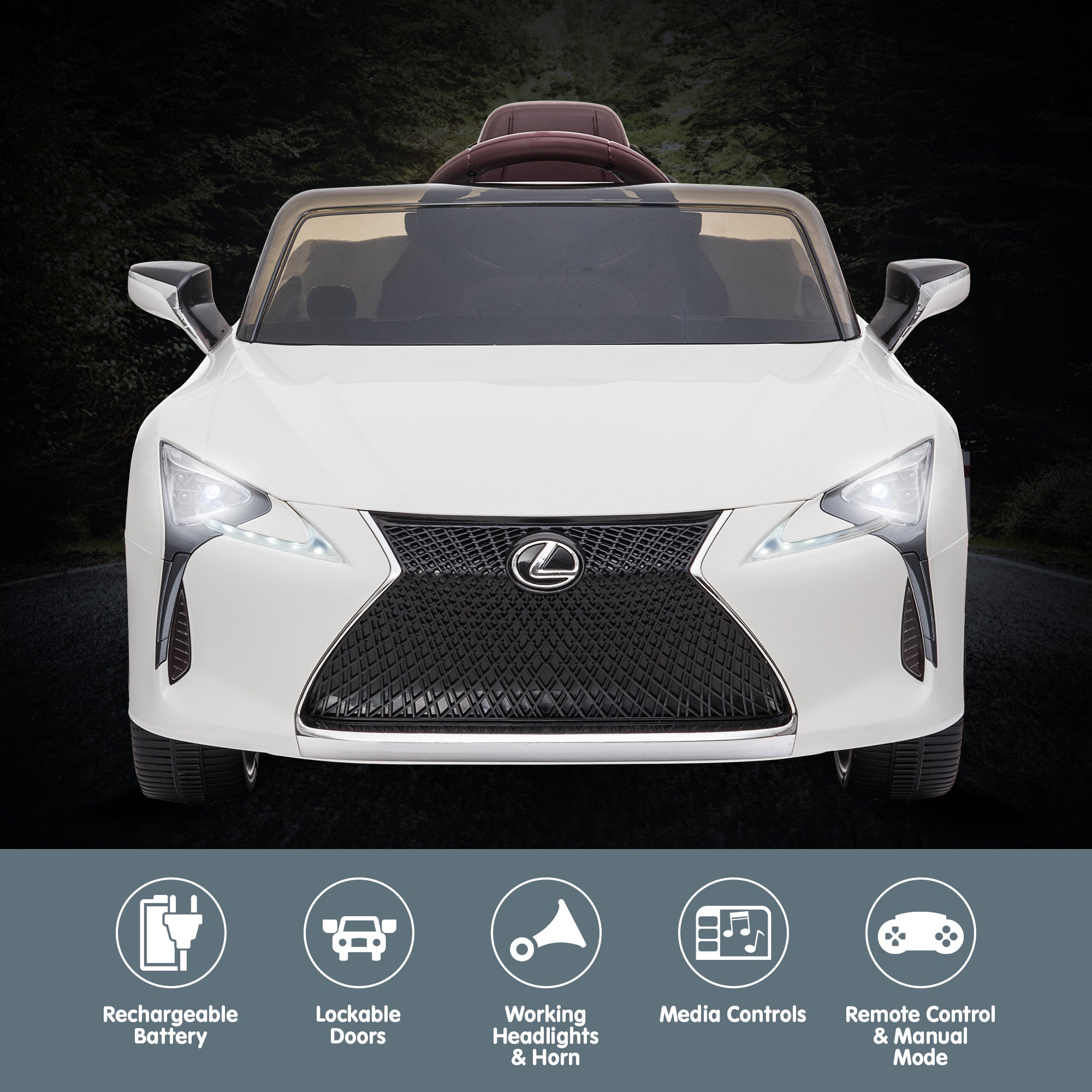 Kahuna Licensed Lexus Lc 500 Kids Electric Ride On Car - White V240-CAR-LEX-1618-WH