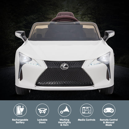 Kahuna Licensed Lexus Lc 500 Kids Electric Ride On Car - White V240-CAR-LEX-1618-WH