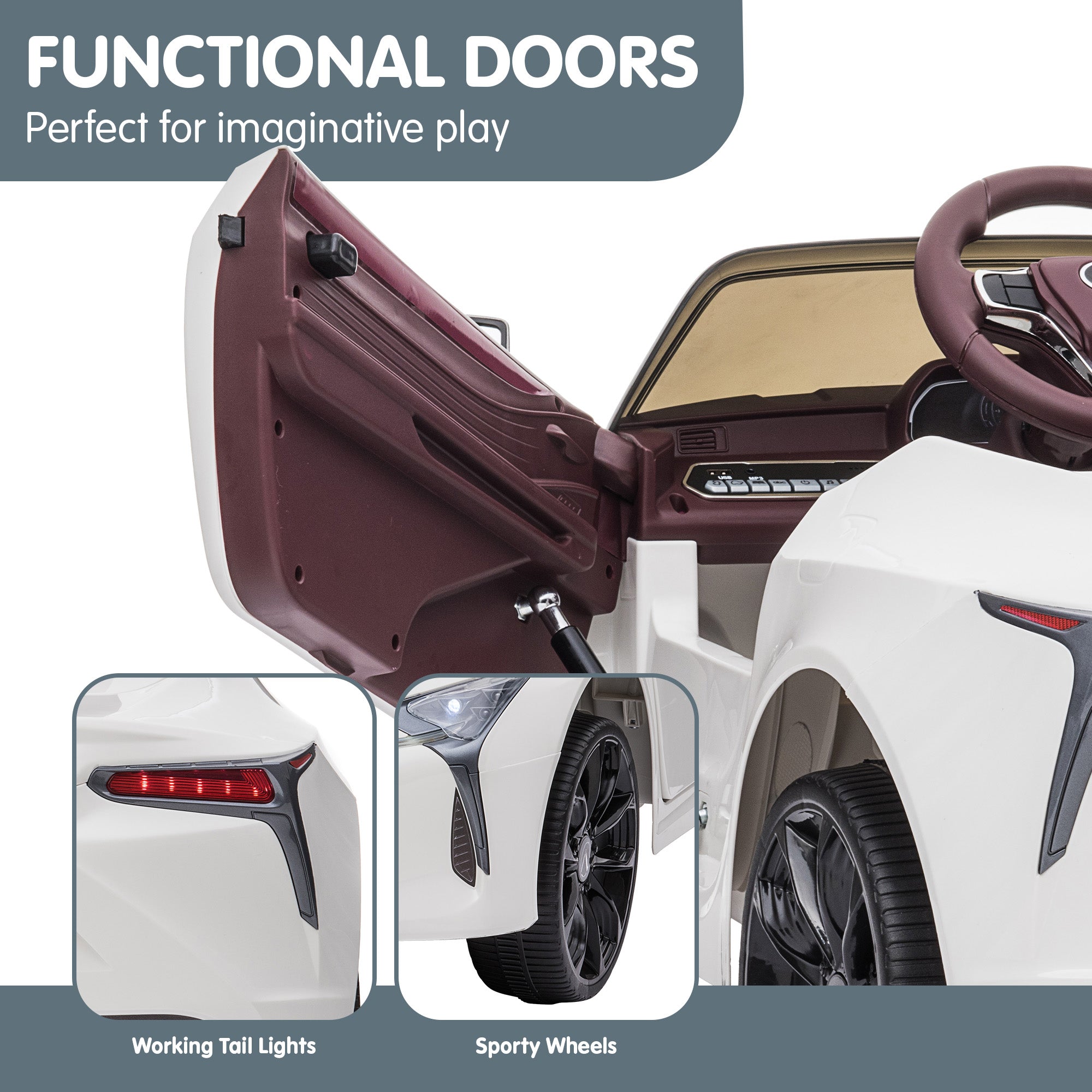 Kahuna Licensed Lexus Lc 500 Kids Electric Ride On Car - White V240-CAR-LEX-1618-WH