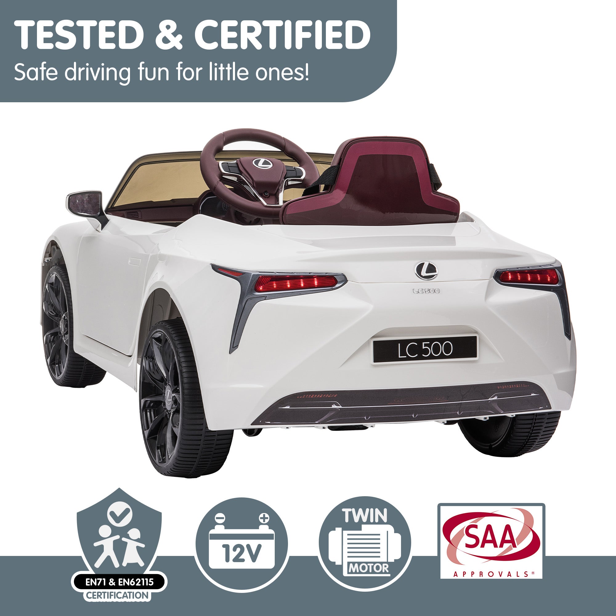 Kahuna Licensed Lexus Lc 500 Kids Electric Ride On Car - White V240-CAR-LEX-1618-WH